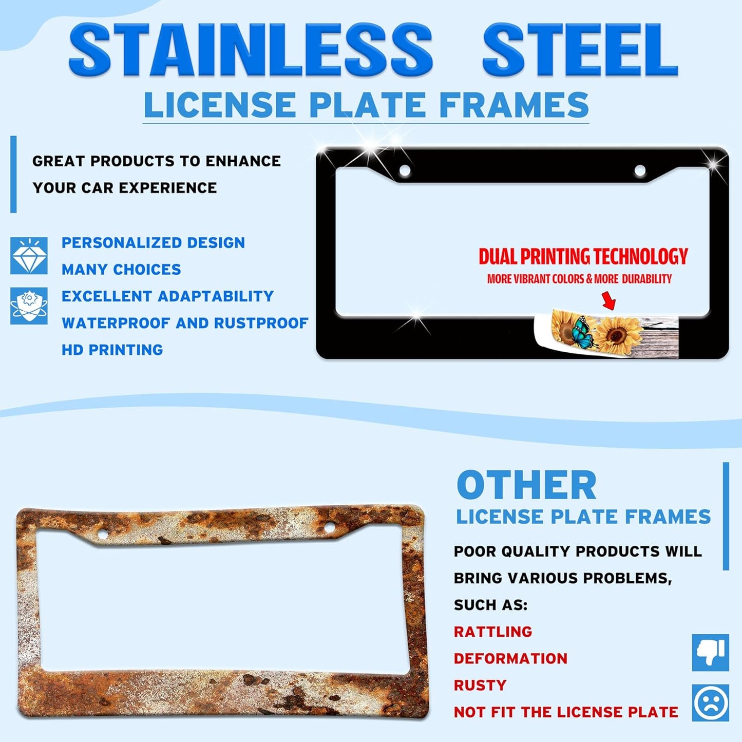 Tribal Elephant License Plate Frame Beautiful Animal License Plate Holder for Front or Rear Car Tags Reusable Stainless Steel Funny Car Decoration with Screws 6.3 X 12.2 Inch