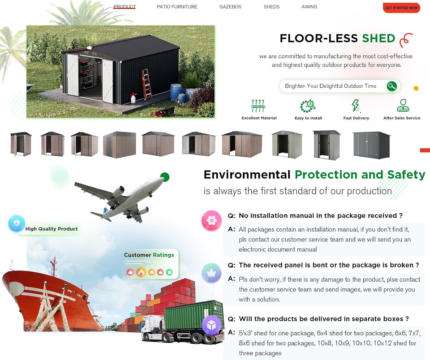 AECOJOY Shed 10' x 14' Storage Shed, Outdoor Storage Sheds & Outdoor Storage 10' x 14' with Lockable Doors, Large Steel Yard Shed, Utility and Tool Storage for Garden, Patio, Outside use in Dark Grey