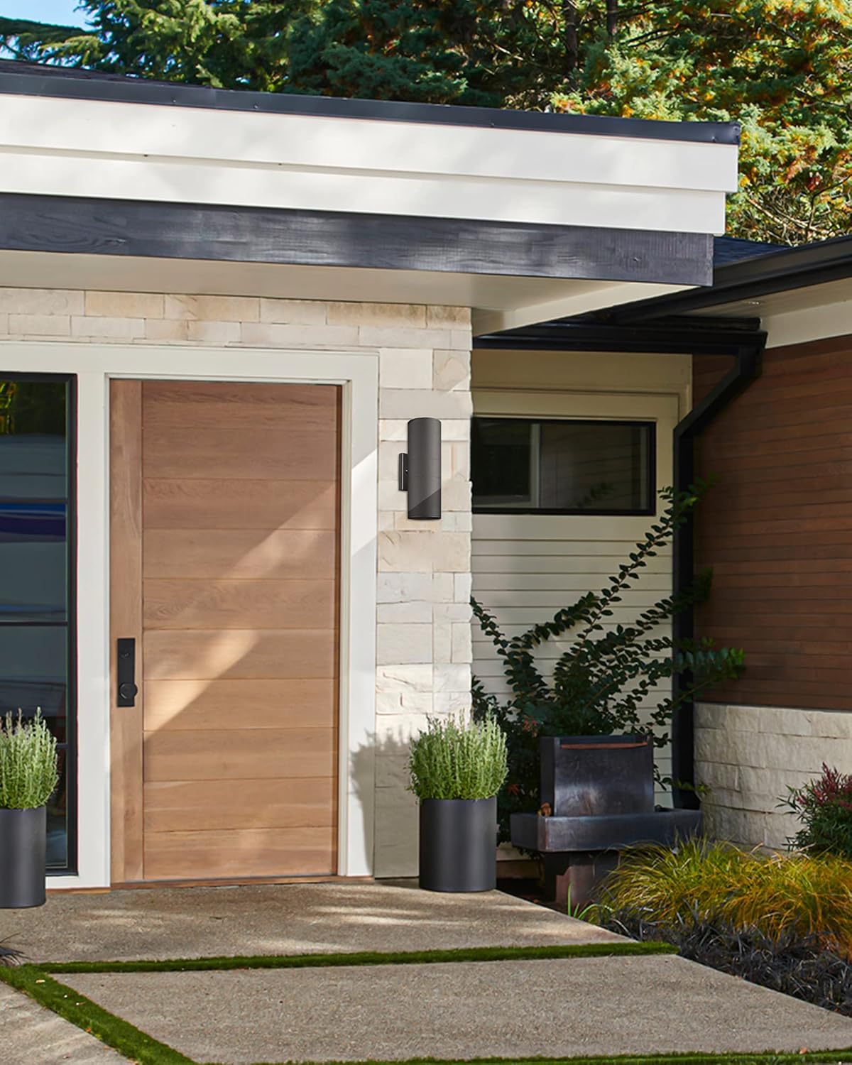 Ken & Ricky Outdoor Wall Sconce Lights, Black Exterior Lighting Fixtures,Cylinder Outdoor Light Fixtures for House Garage Front Door Patio Entryway 2 Pack