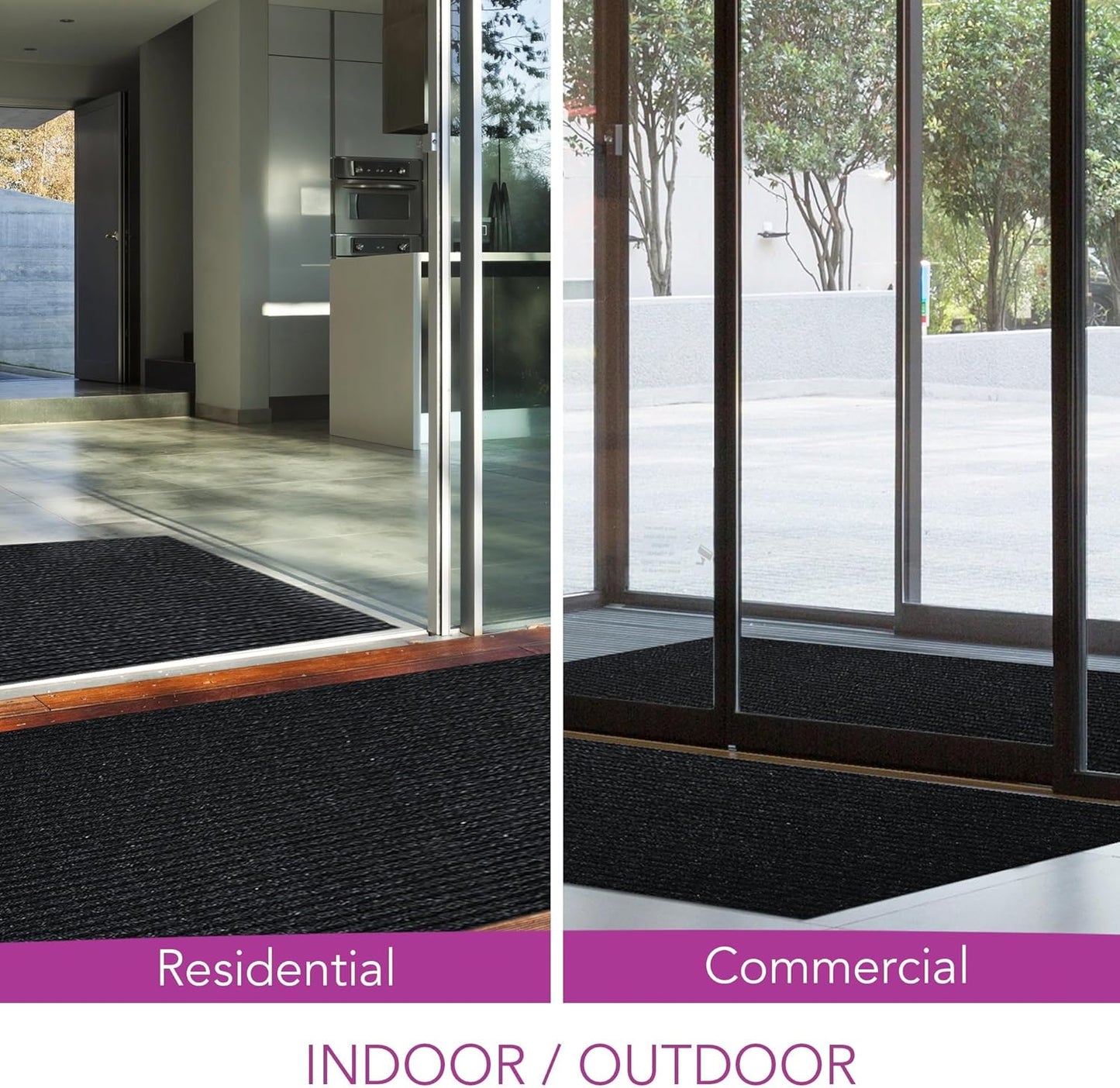 iCustomRug Spartan Weather Warrior Indoor/Outdoor Utility Ribbed Carpet Runner with Non-Slip Thermoplastic Rubber Backing, 28in X 50ft in Black