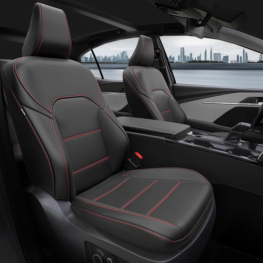 for Toyota Camry Seat Covers LE SE 2025 - Custom Fit Car Seat Covers Full Set, Leather Seat Covers for Cars, Waterproof Car Seat Cover, Black Red