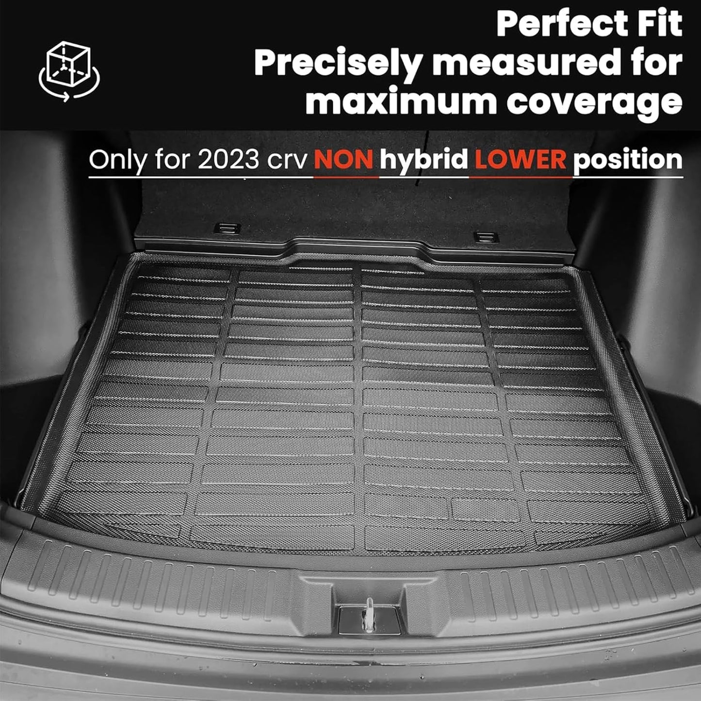 Auxko All Weather Cargo Liner Fit for Honda CRV 2023 2024 2025 2026 (Non Hybrid) Lowest Position TPE Rubber Liners CRV Accessories All Season Guard Odorless Anti-Slip Cargo Mat Black