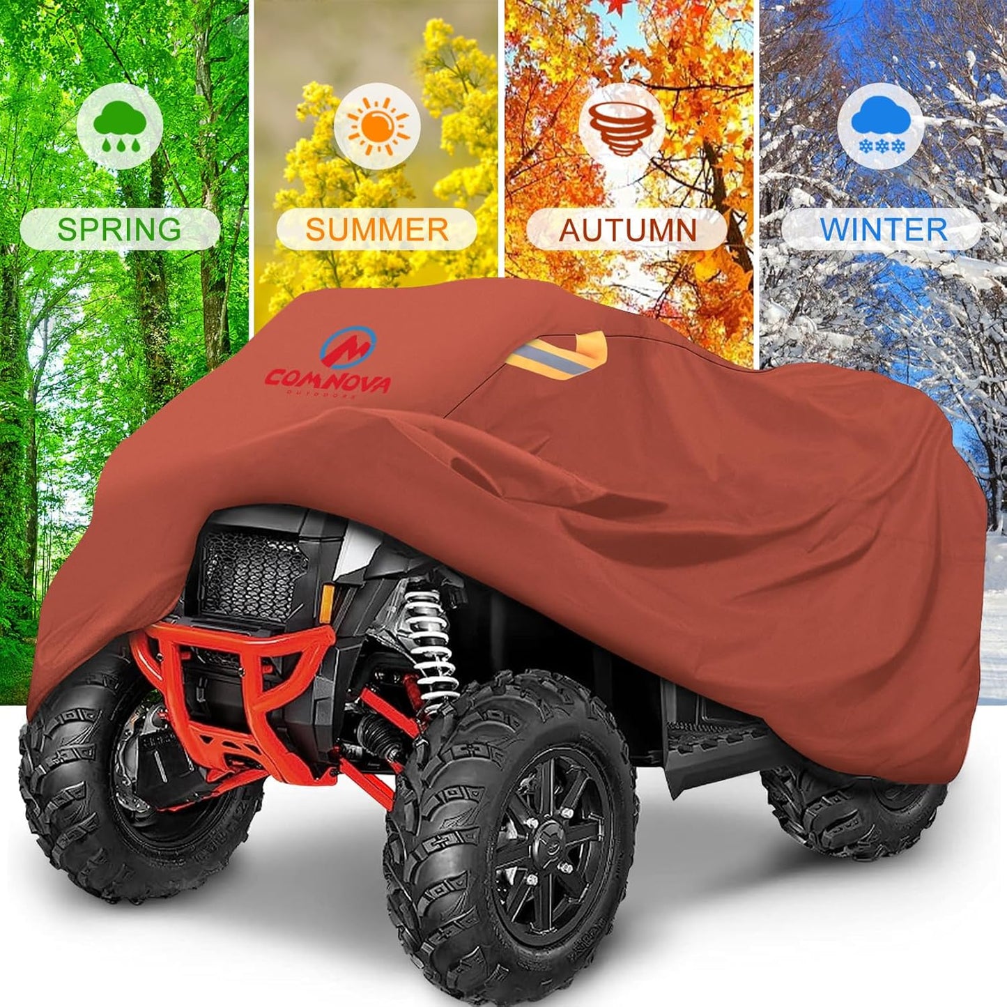 Comnova ATV Cover for 4 Wheelers - 95 Inch ATV Covers 600D Waterproof & Heavy Duty, Outdoor Four Wheeler Quad Cover All Weather Large for Polaris, Kawasaki, Arctic Cat, Honda, Yamaha and More