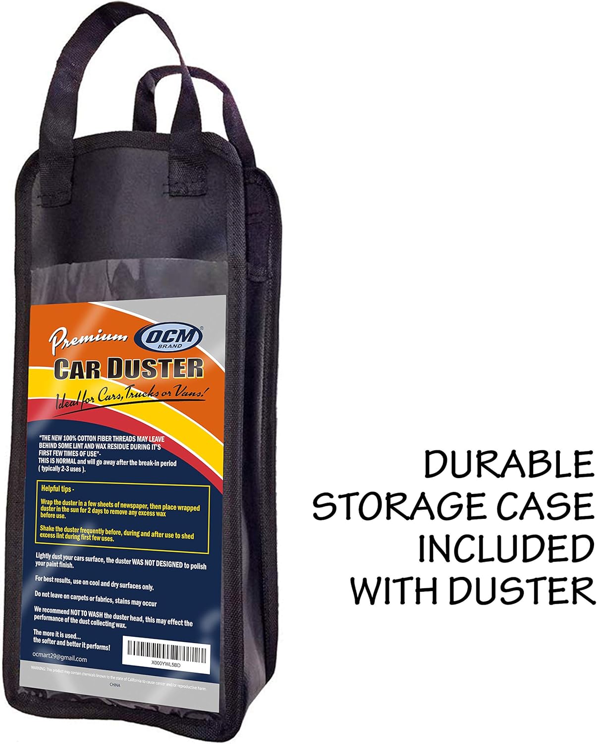 Premium Extra Large Car Duster with Durable Solid Wood Handle Includes Storage Cover - Professional Detailers Top Choice