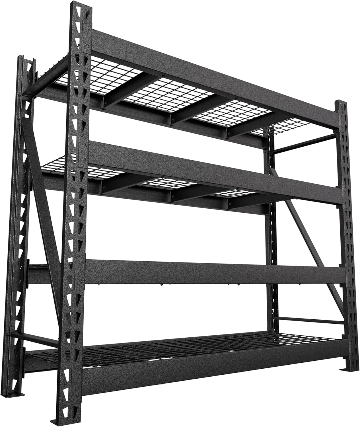 MUPATER 68.11” W × 23.62” D × 59.84” H Garage Shelving, 9000 LBS Heavy Duty Metal Storage Shelves, 4-Tier Adjustable Storage Rack for Basement, Warehouse, Industrial