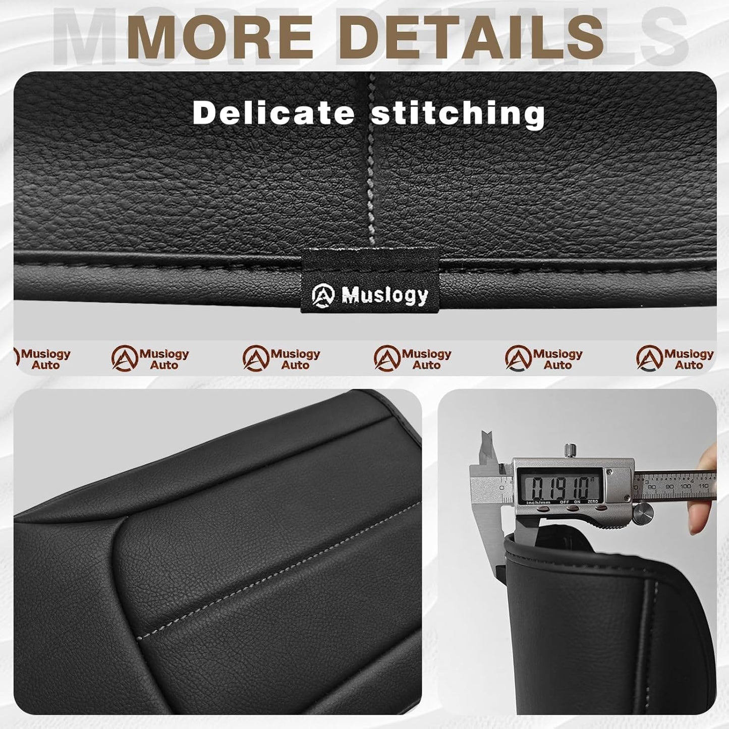 Muslogy Center Console Cover Compatible with Subaru Forester 2025 Accessories Armrest Cover Lid Cushion Protector Anti-Scratch Vegan Leather Extra Soft (Black/Gray Stitching)