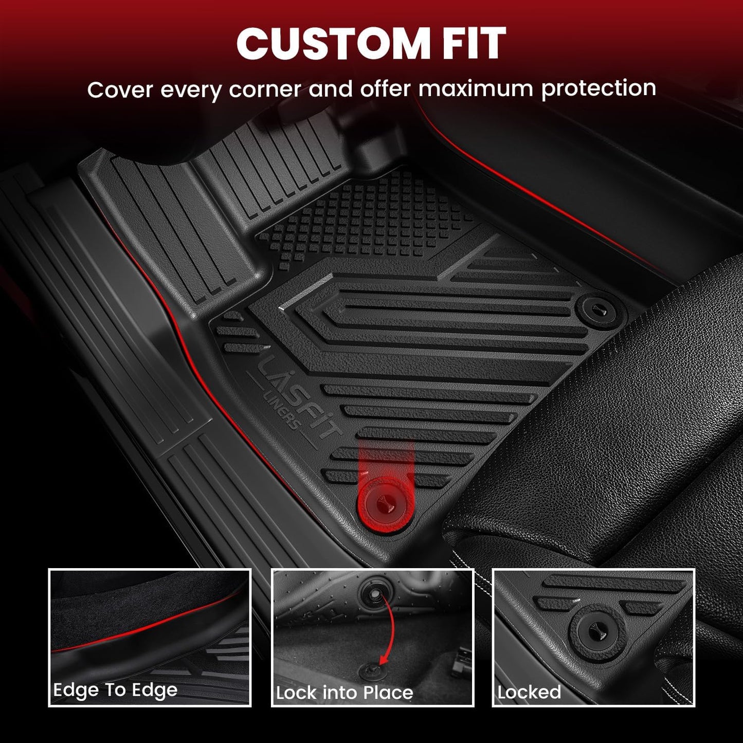 LASFIT Floor Mats & Cargo Liner 2021-2025 & Only 7 Seats (Not for 8/9 Seats) for Chevrolet Chevy Tahoe/GMC Yukon(Only Yukon, Not Fit Yukon XL)/Cadillac Escalade(Only Escalade, Not Fit Escalade ESV)