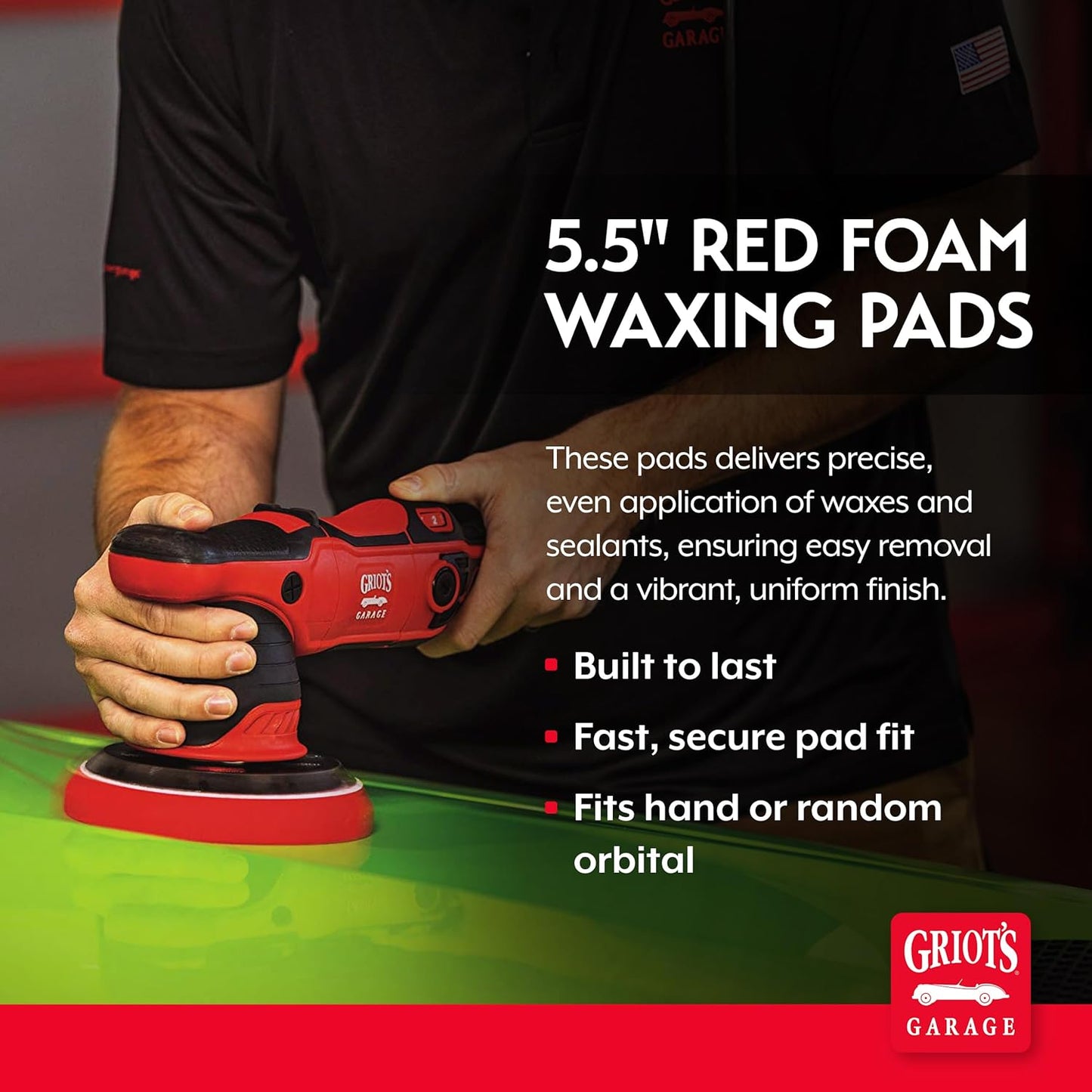 Griot's Garage 5.5” Red Foam Waxing Pads for Car Detailing, Polishing and Buffing Pads for Use with Waxes and Sealants, 10525, Set of 2