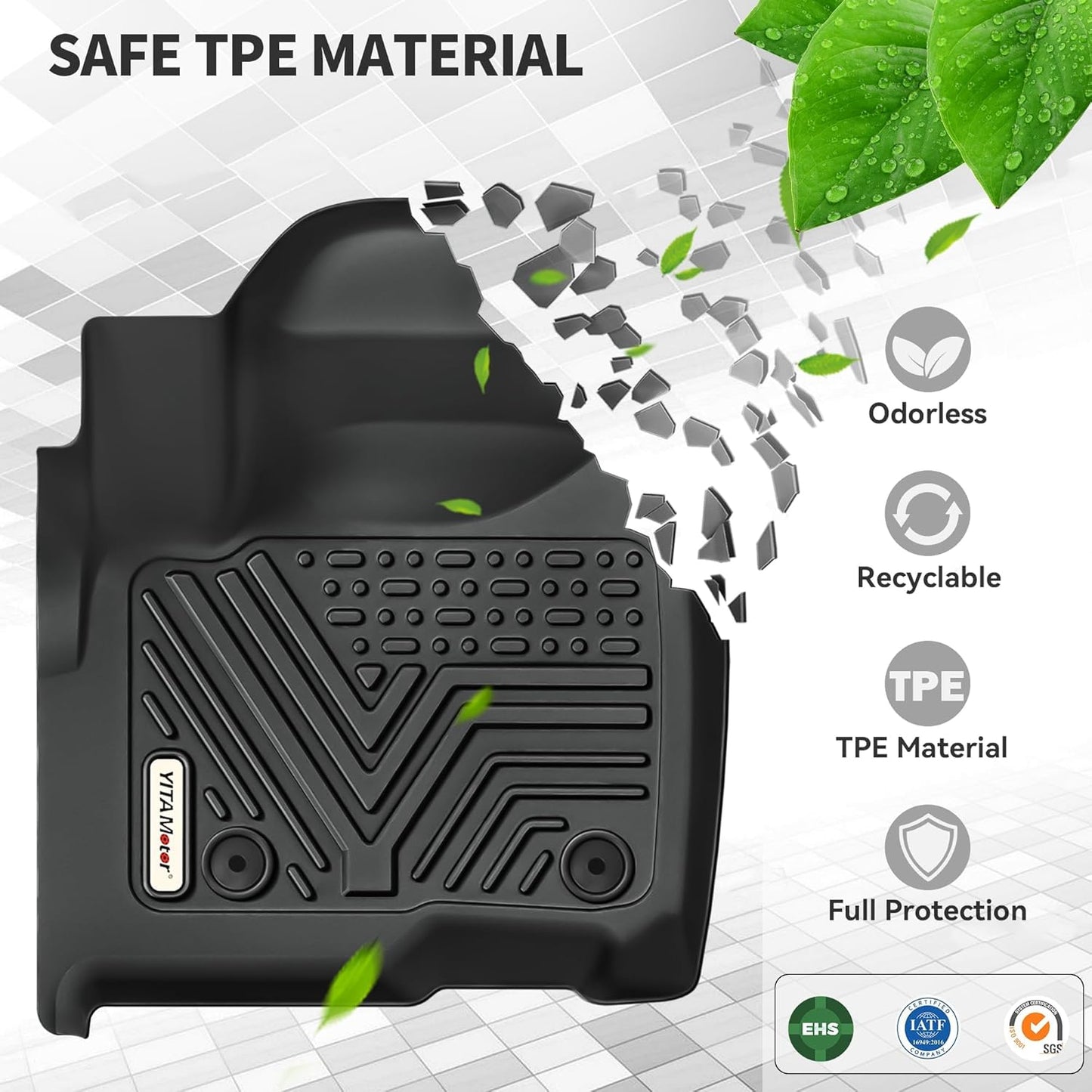 YITAMOTOR Floor Mats Set Fits for Chevrolet Equinox 2018-2024, Custom Fit Front & 2nd Seat Cargo Liner Set - Black TPE All-Weather Guard