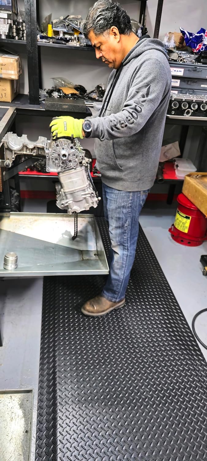 Rhino Mats, American Classic Diamond Anti-Fatigue Mats, Industrial Ergonomic Comfort Standing Mat for Work, Home, Garage, Office, Kitchen or Anywhere (Black 9/16" Thick, 3 FT. x 4 FT.)