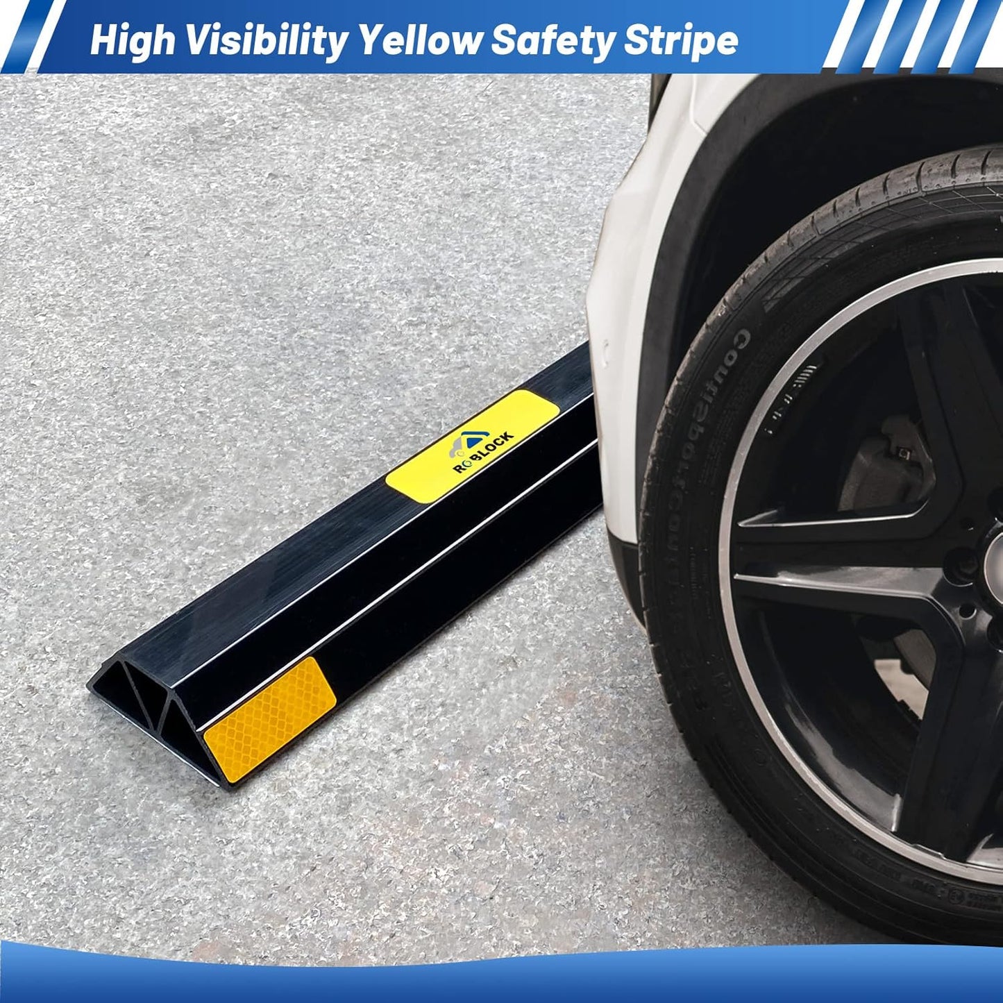 ROBLOCK 16" Heavy Duty Parking Aid with 1.8 Inch Higher Design, Car Parking Stopper for Garage 2 PCS, Parking Aids Protects Car, Parking Gadgets Easy to Install 2 Packs, 16" L x 3.7" W x 1.8" H