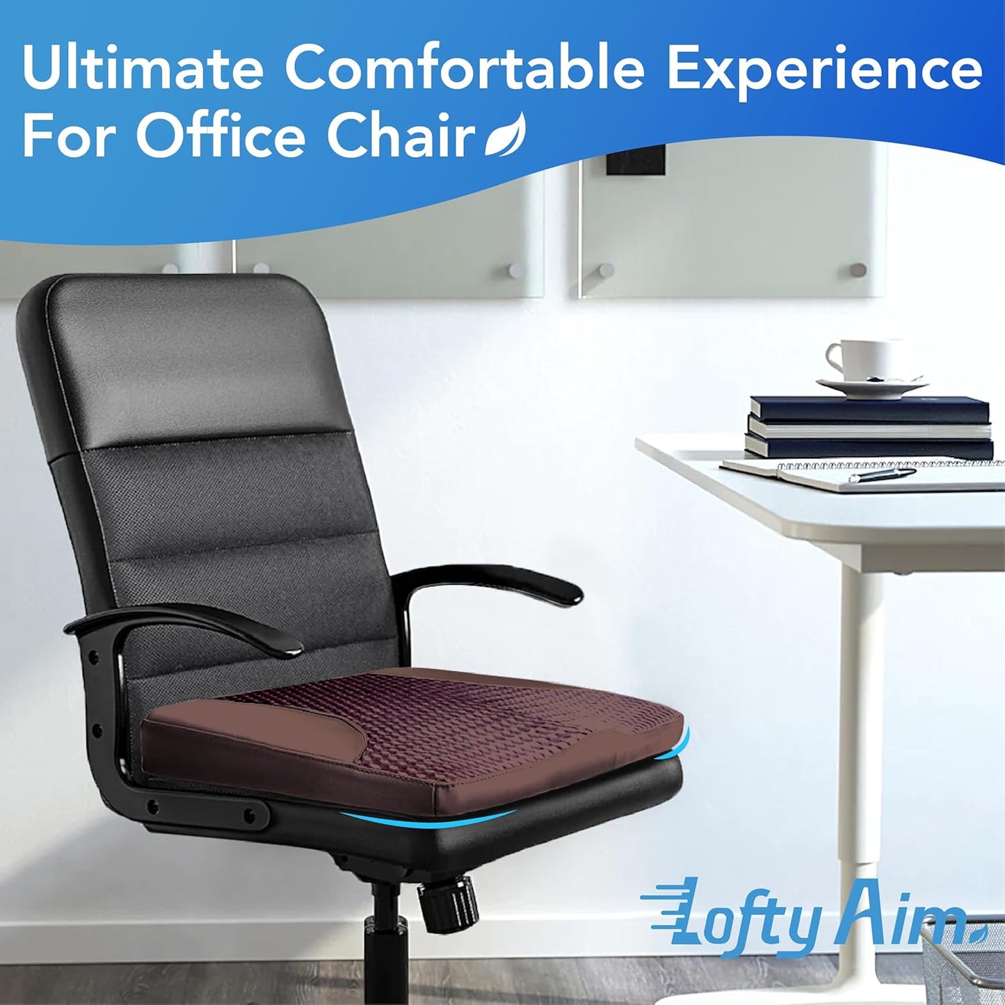 Car Seat Cushion, Comfortable Memory Foam Seat Pillow for Driving, Sciatica-Back Pain Relief, Cushion for Car-Truck, Office, Wheelchair - Brown