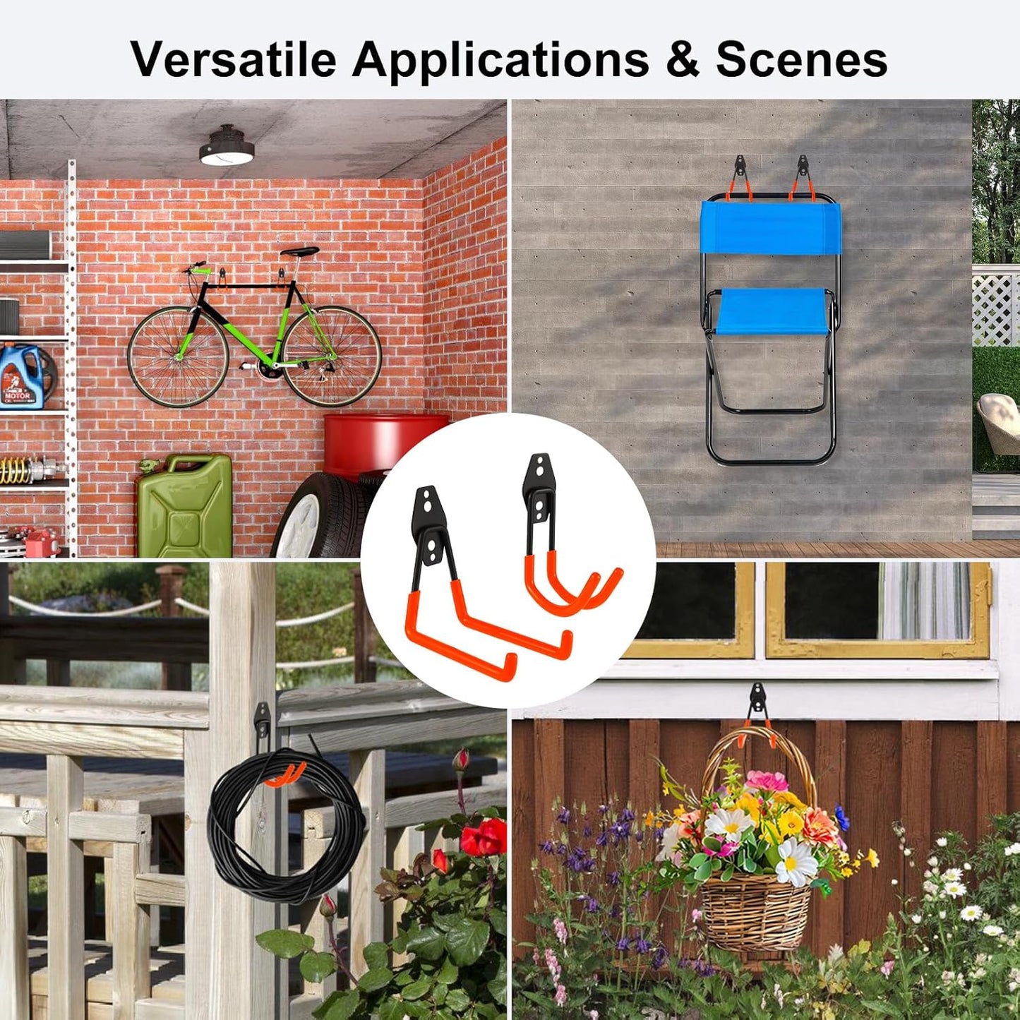 Garage Hook Heavy Duty Wall Storage Hangers, 28 Pack Garage Storage Hooks Steel Tool Orange for Ladders, Ropes, Garden Tools