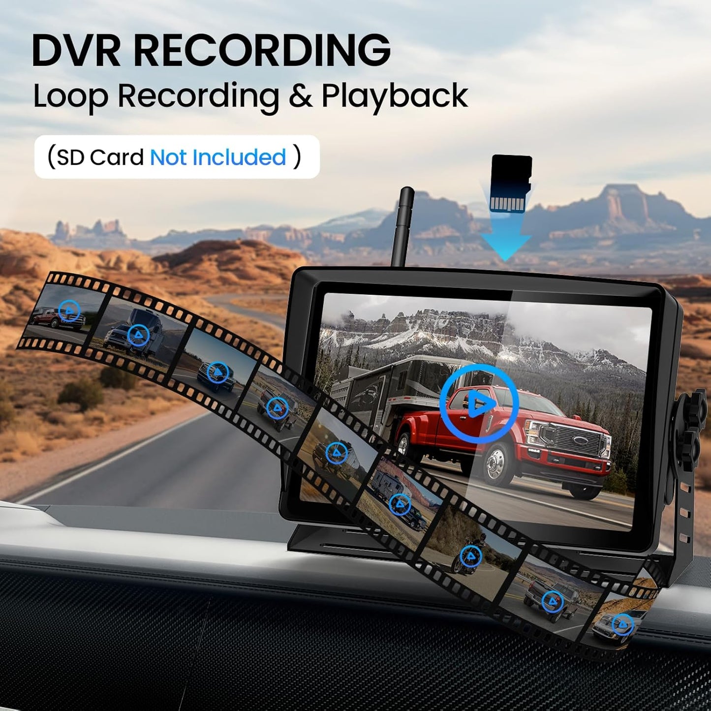 RV Backup Camera, Vehicle Backup Cameras with 7-Inch Touchscreen Monitor, Wireless HD 1080P, 4-Channel System, IR Night Vision, Waterproof Rearview Camera for RV, Truck, Van, SUV, Trailer