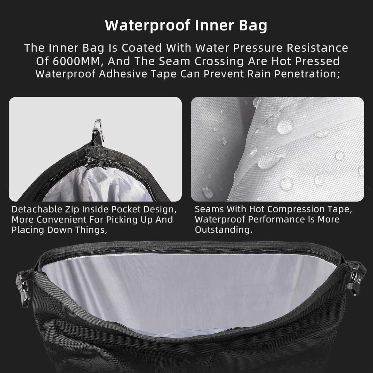 Rhinowalk Motorcycle Saddlebags Waterproof 25L Saddle Bag Quick Release side bag Fits Most Adventure and Sports Bike Motorcycle Racks,1 pack