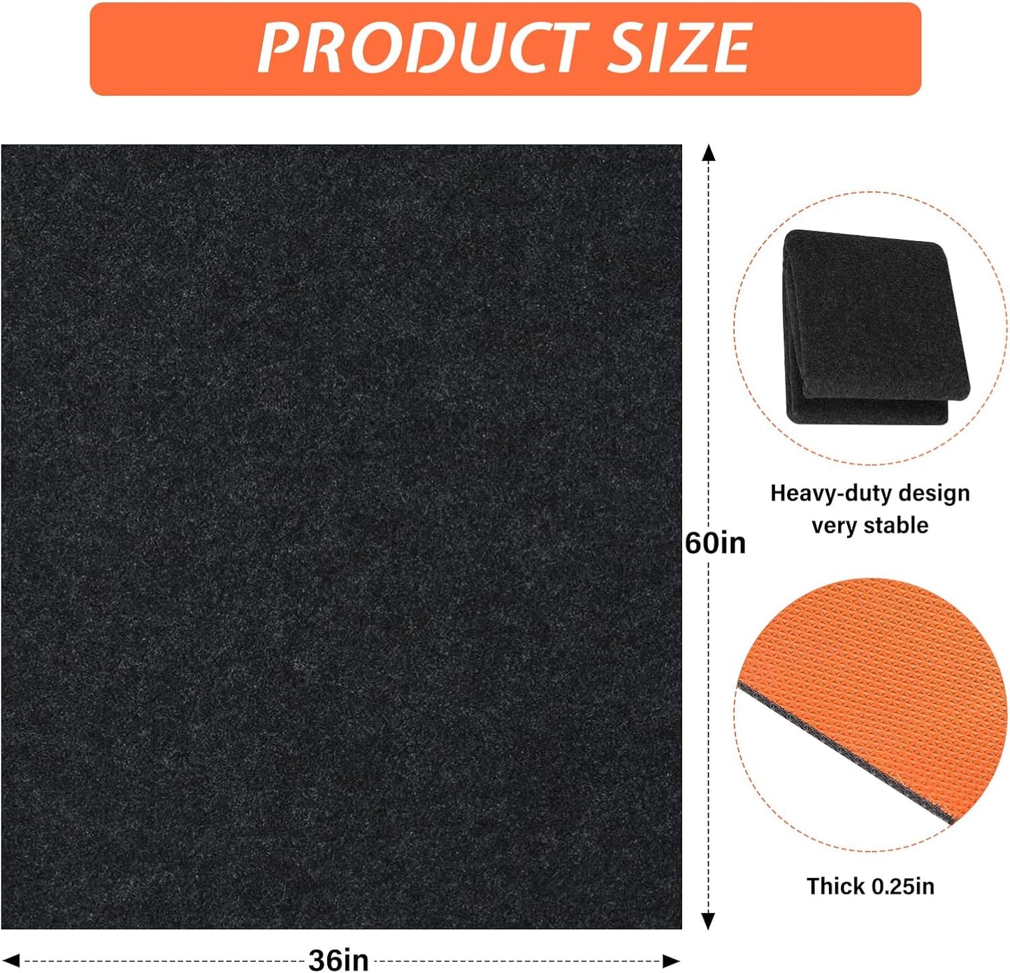 60" x 36" Heavy Duty Oil Spill Mat, Garage Floor Mat for Under Car, 1/4 Inch Thicked Waterproof Rubber Backing Mat Protect Floor, Reusable Oil Drip Leak Absorbent Pads