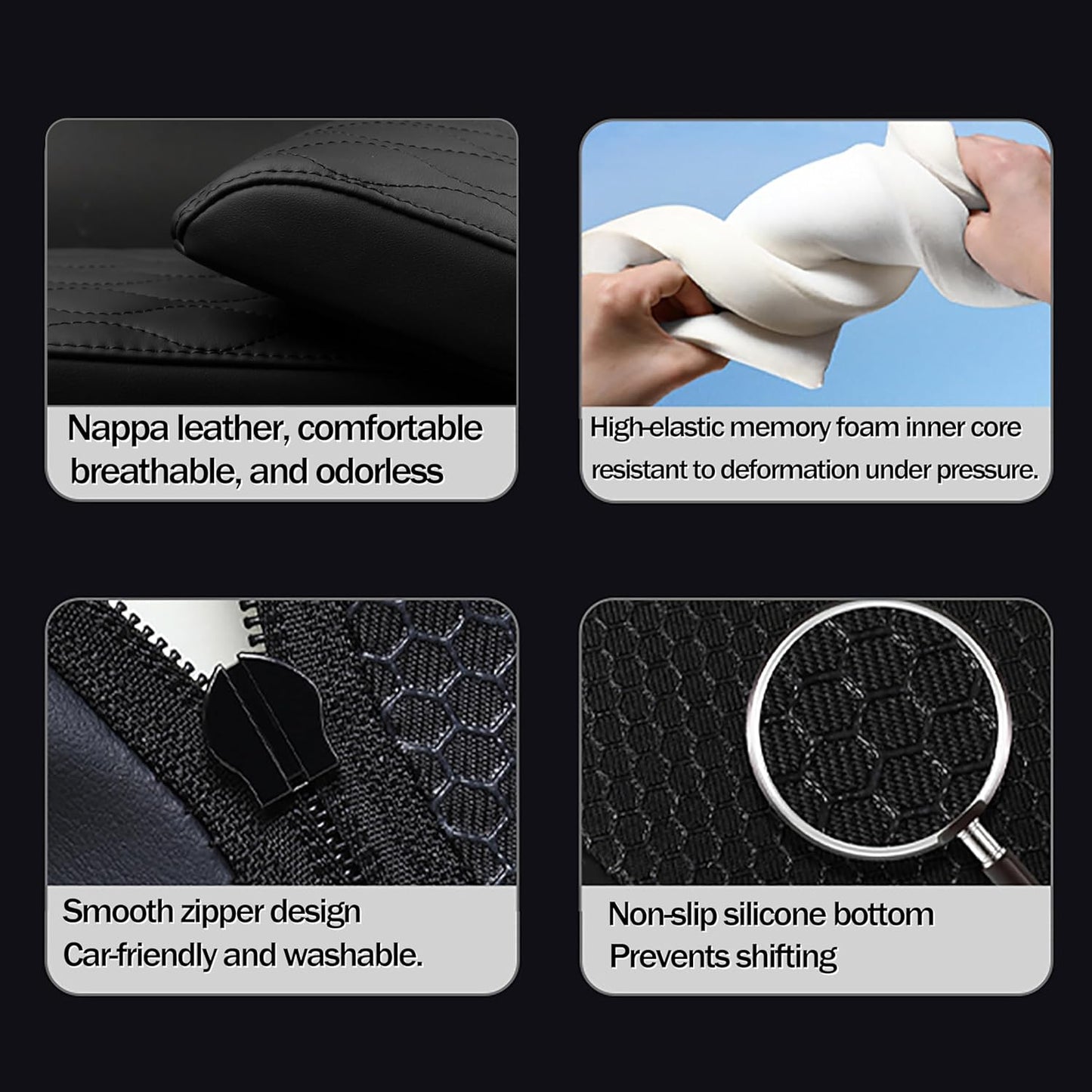 Car Center Console Cover pad PU Leather,Black Armrest Box mat, Vehicle Arm Rest Cushion Protector,Memory Foam napa Leather,Consoles Hand Rest Pillow(sizeC 15 x 10 x 2.2 inch)