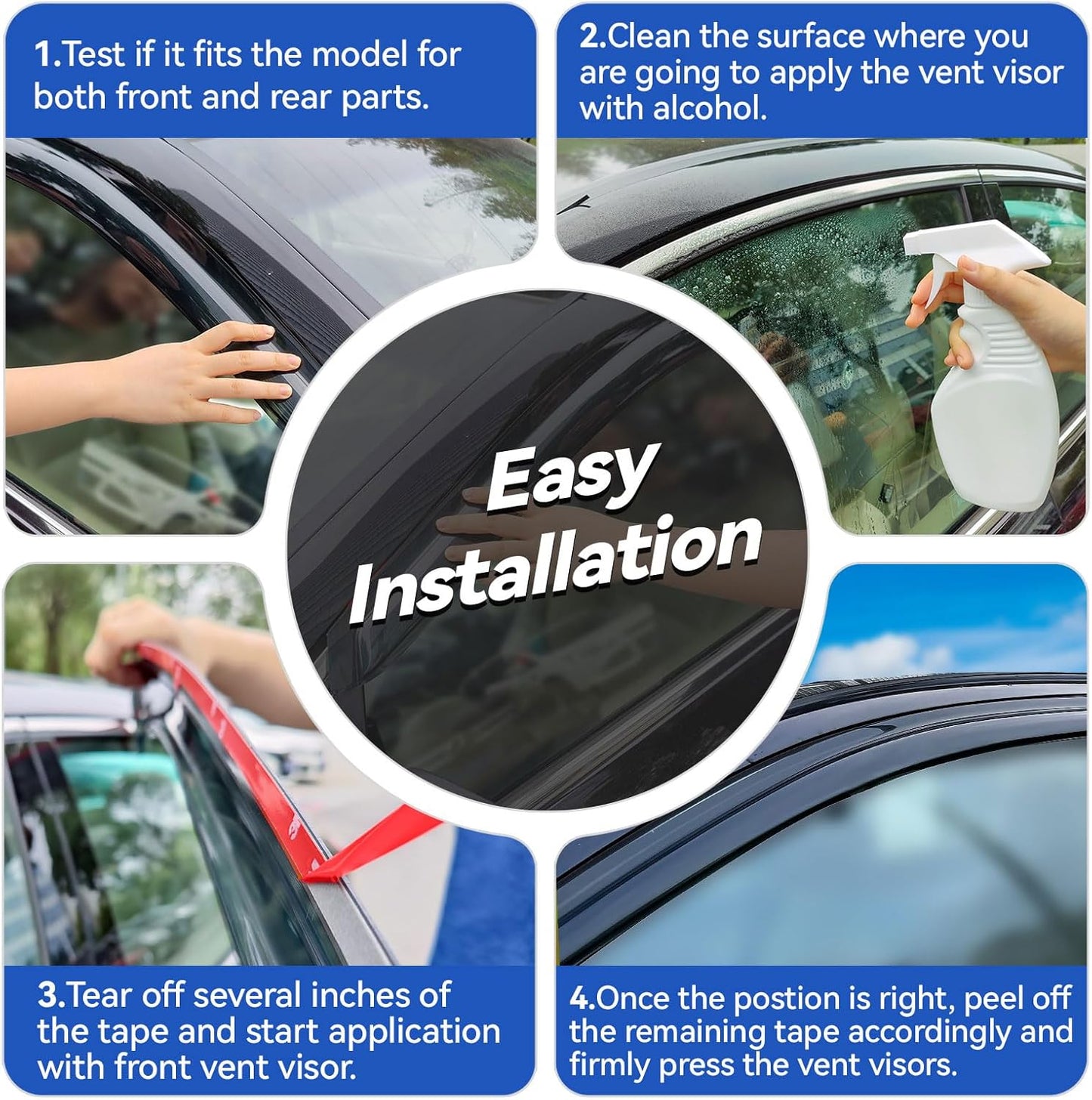 Window Visors Rain Guards Shield for 2019-2025 Toyota RAV4, Out-Channel Window Vent Wind Deflectors Visors Shades for 19-25 RAV4