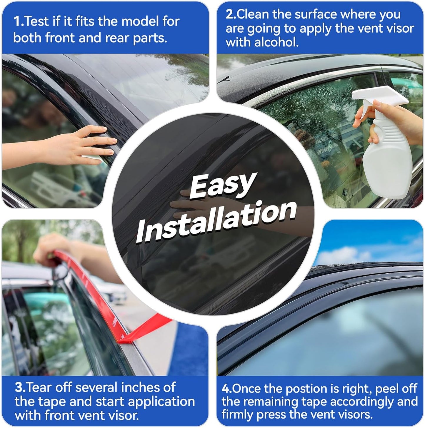 Window Visors Rain Guards for 2009 2010 2011 2012 2013 Kia Forte, Out-Channel Window Vent Wind Deflectors Visors Shades for 09 10 11 12 13 Kia Forte