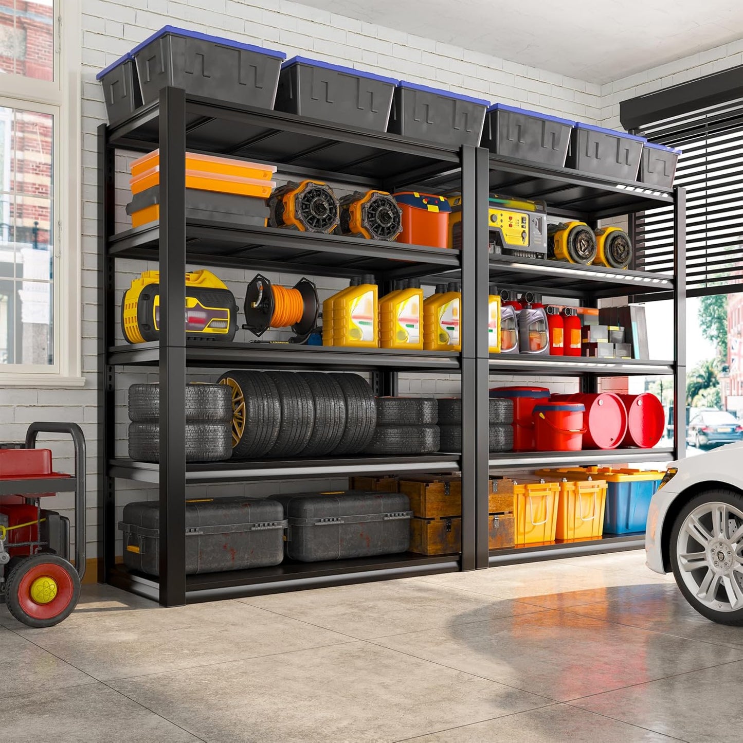 REIBII Storage Shelves Heavy Duty Garage Shelving 72" Adjustable Metal Shelves for Storage 5 Tier Garage Shelf Heavy Duty 2500LBS Basement Kitchen Pantry Shelf, 3 Pack