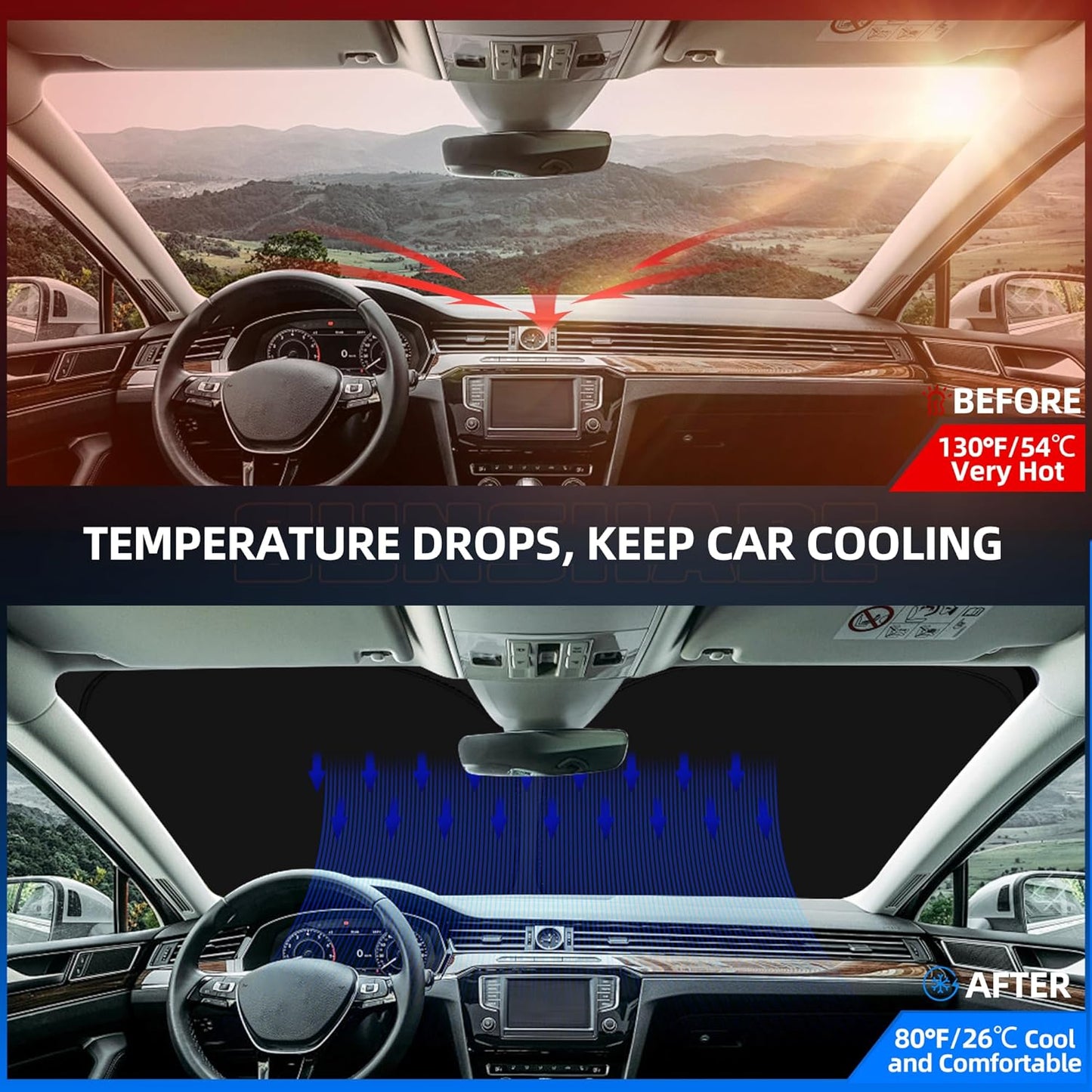 Windshield Sun Shade for Kia Telluride 2020-2025 Foldable Sunshade Custom Fit Front Window Car Interior Accessories Protector Blocks UV Rays