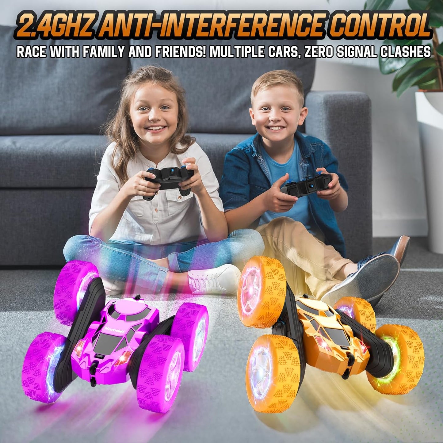 Remote Control Car, 360° Rotating 2.4GHz Fast Stunt RC Cars for Kids, Boy Toys Ages 6 7 8 9 10 Year Old, Gifts for Boys and Grils-Yellow