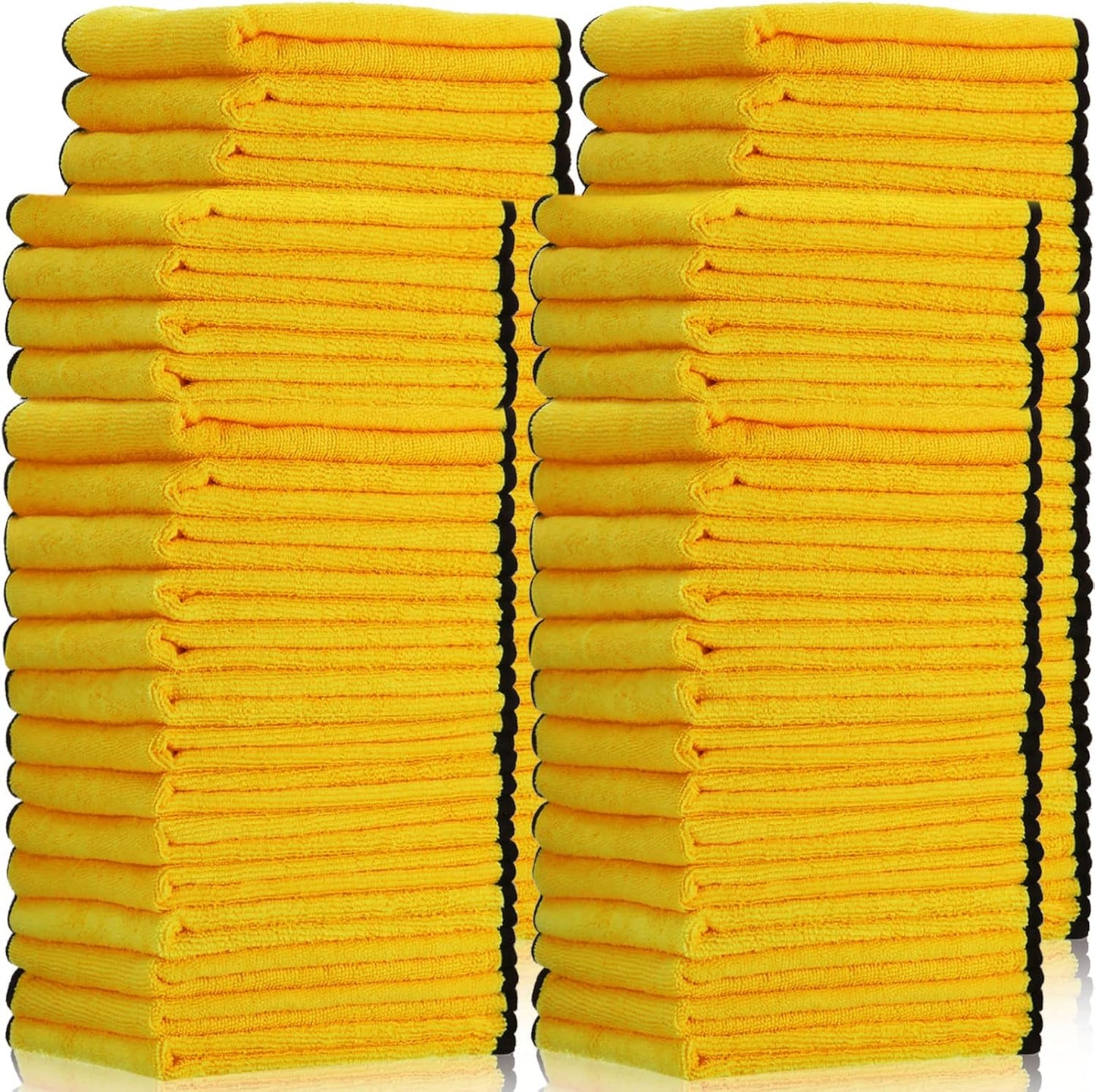Tallew 40 Pcs Microfiber Towels 16 Inch x 16 Inch Microfiber Cloth Car Drying Towels for Cars Washing Polishing Office Windows Cleaning Household Supplies (Yellow)