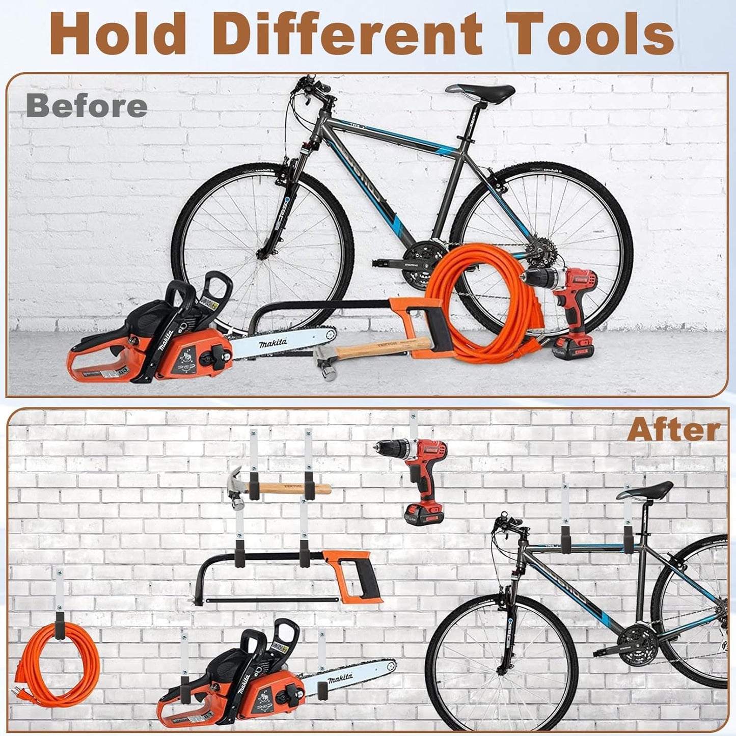 Heavy Duty Utility Hooks, 6 Pack Steel Wall Mounts for Storage, Ladder & Garden Tools (6 Medium)