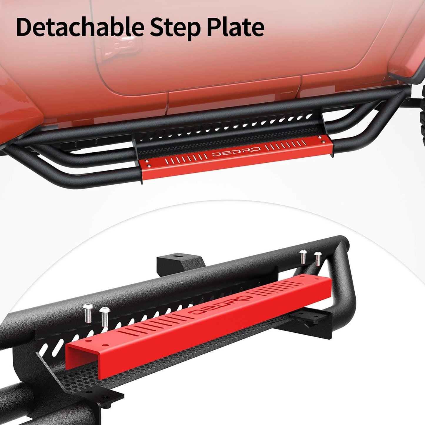 OEDRO 6 inch Running Boards, Drop Side Steps Compatible with 2018-2025 Jeep Wrangler JL 2 Door, All Steel Nerf Bar Paintable Step Plates