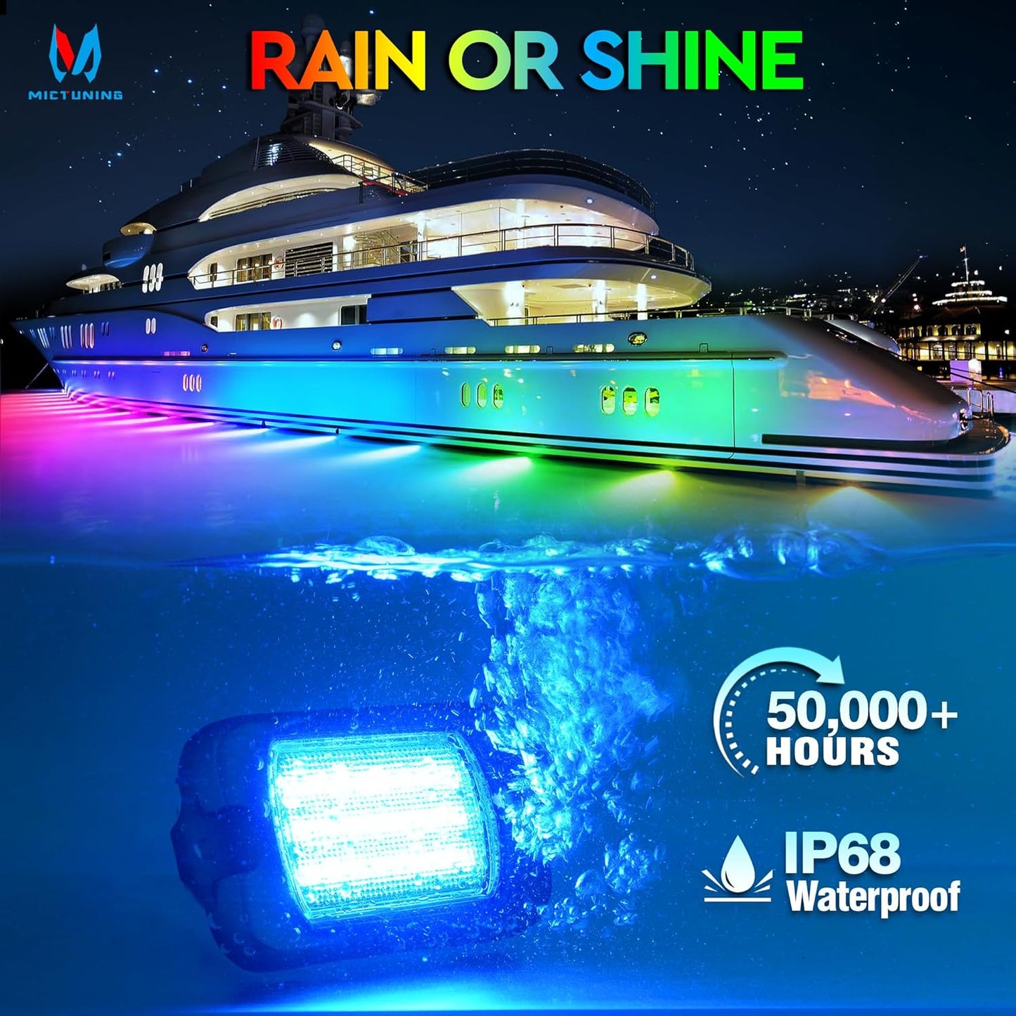 MICTUNING 2025 1000% Bright Q1 MAX RGB+IC Rock Lights,16 Pods Chasing Dreamcolor Extensible Underglow Multicolor Neon Light Underbody Lighting Kit with APP Control for Truck ATV UTV Boat