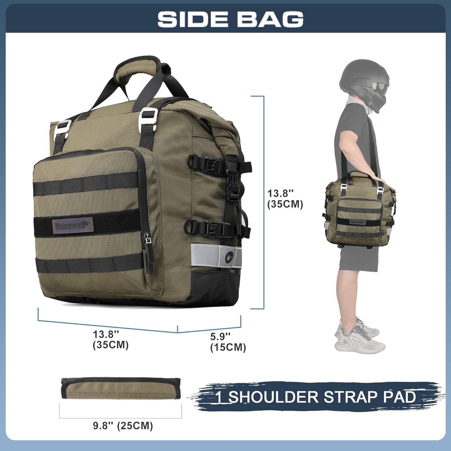 Rhinowalk Motorcycle Saddlebags Waterproof 20-25L Motorcycle Side bag Motorbike Hanging Bags Motorbike Accessories Black,1 pack