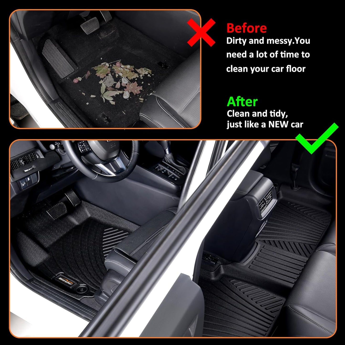 Binmotor-Floor Mats with Upper Cargo Liner for Hyundai Venue 2020-2025, All Weather Car Floor Mat for Hyundai Venue SE/SEL/Limited Accessories (Cargo Mat for Top Position)