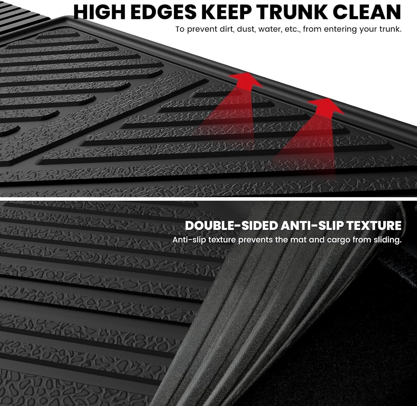 LASFIT Backrest Mat & Cargo Mat for Volkswagen VW Atlas 2025-2018, 2nd Row Bench seat, All Weather TPE Custom Fit Trunk Liners for VW Atlas Accessories Seatback Mats, Black, Easy to Clean