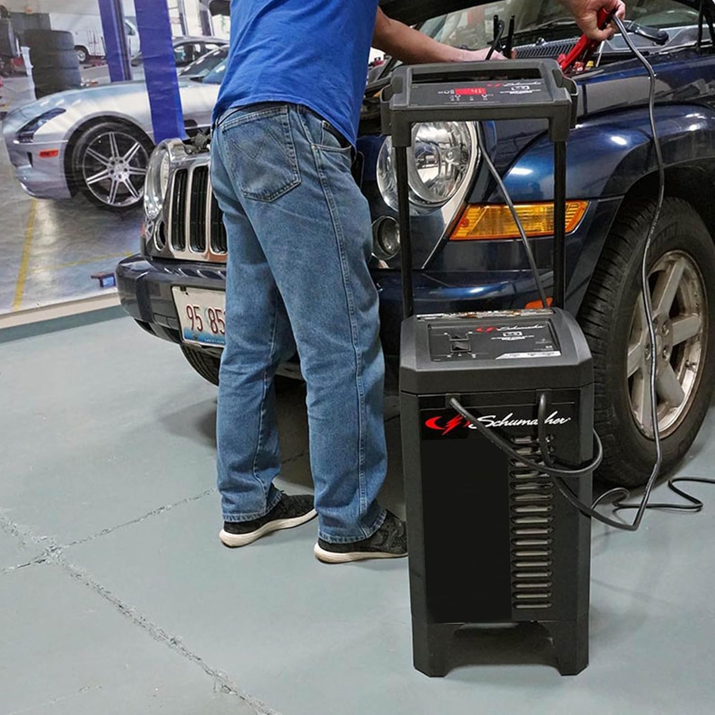 Schumacher Electric Wheeled 6A Car Battery Charger and 275A Engine Starter, 6-in-1 Solution for 6V/12V Batteries, Battery Maintainer, 40A Boost, SC1326, For Power Sport, Automotive, & Marine Batteries