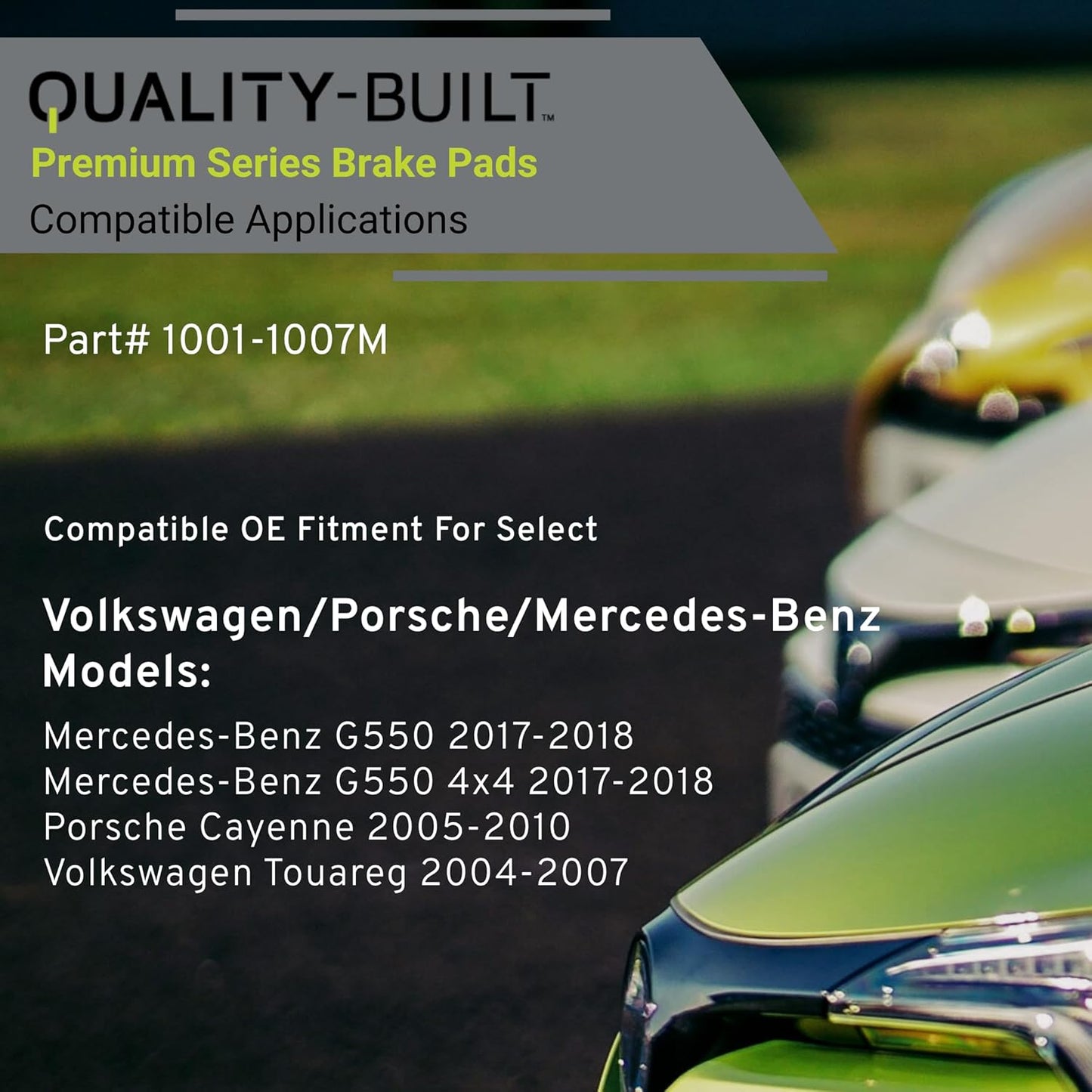 Premium Semi-Metallic Front Brake Pads (1001-1007M) Compatible with Mercedes-Benz G550 2018-2017, G550 4x4 2018-2017, Porsche Cayenne 2006-2005, Cayenne 2010-2008 & More