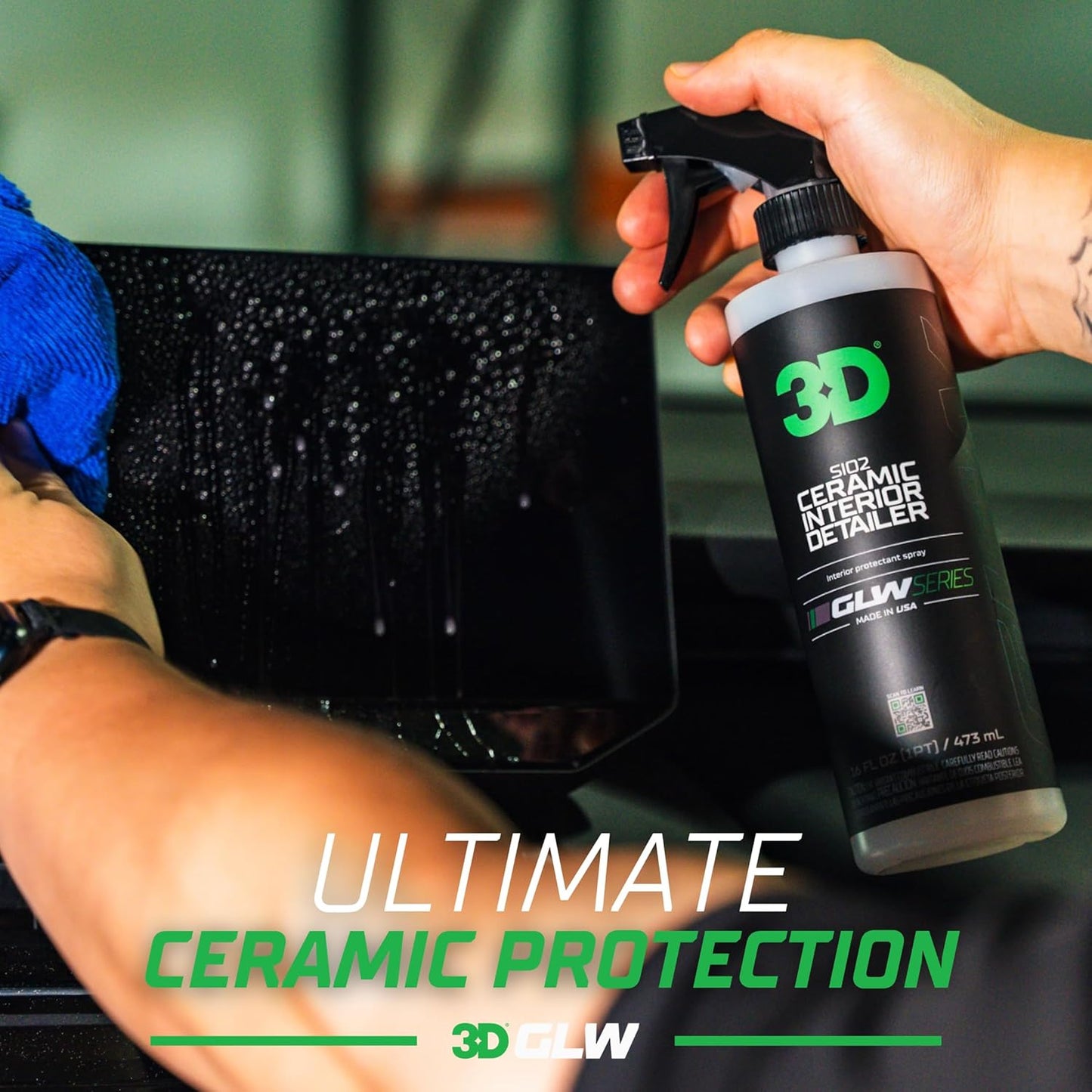 3D SiO2 Interior Detailer, GLW Series | Ultimate Deep Cleaning | Ultra Ceramic Protectant |Safe on Leather, Vinyl, Plastic & More | Removes Dust, Dirt, Grease | DIY Car Detailing | 16 oz