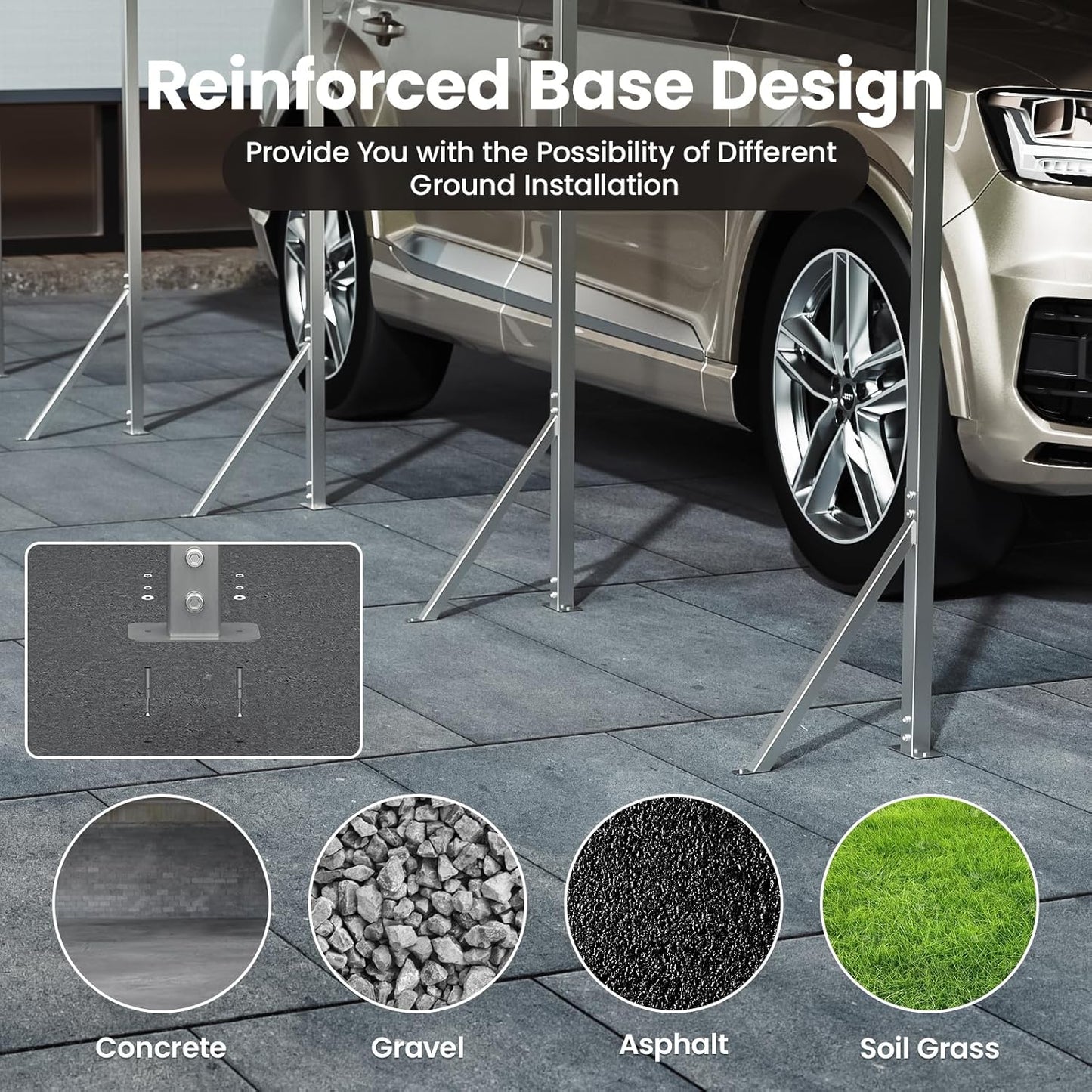 10x15 Carport, Heavy Duty Metal Car Port, All-Weather Protection, Easy Assembly for Cars, Trucks, Boats, Tractors, and Outdoor Storage