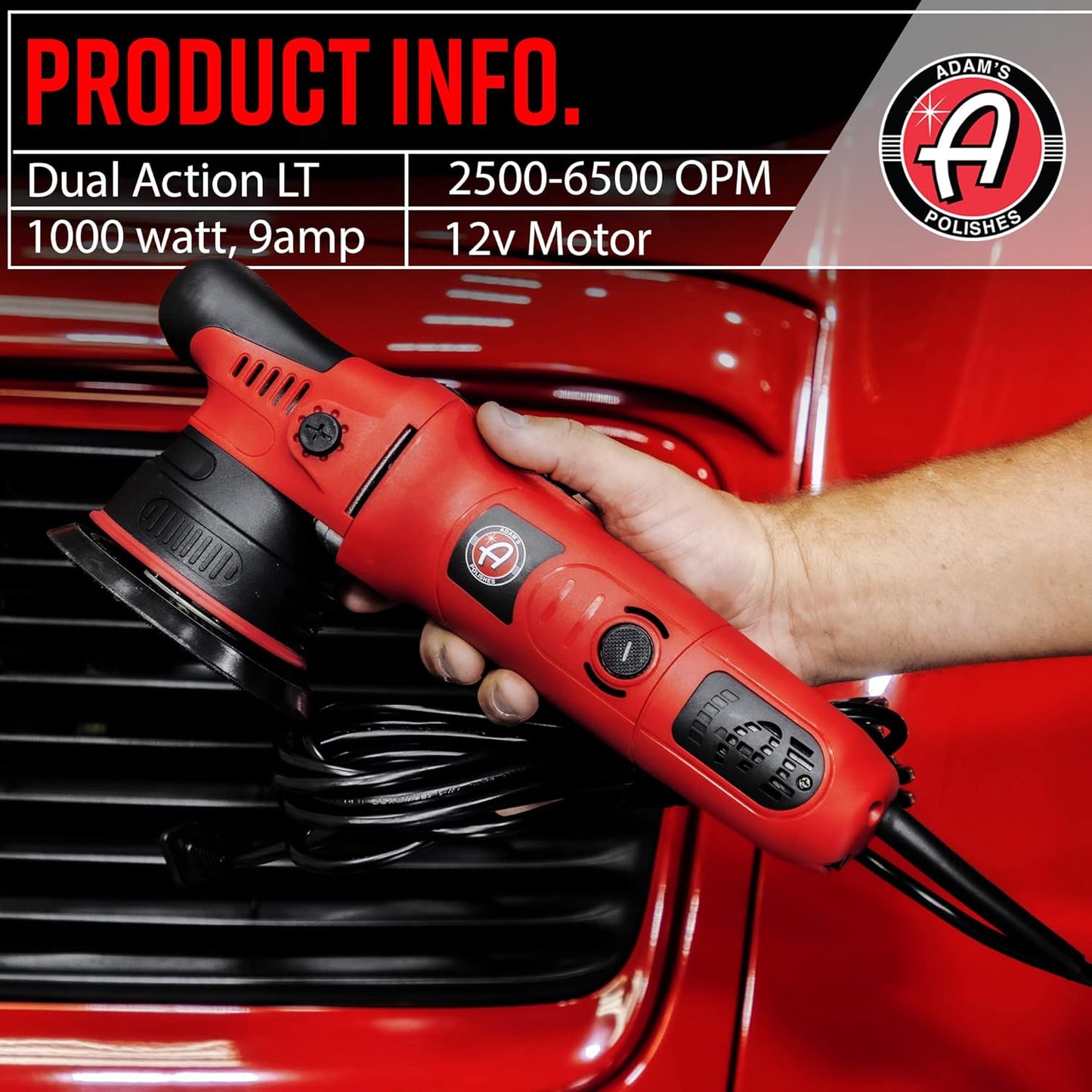 Adam's 9mm Dual Action Car Polisher - Buffer Car Scratch Remover for Car Detailing