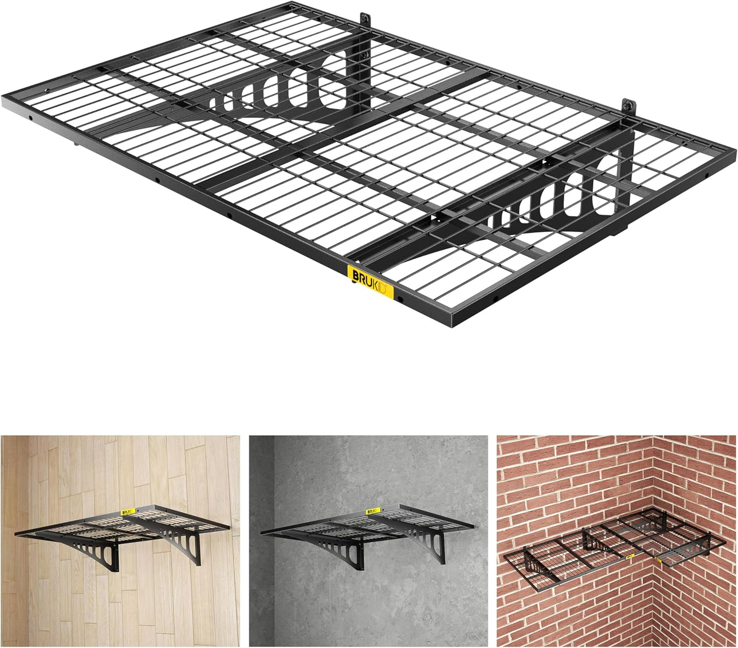 2x3ft Adjustable Rail Wall Garage Storage Shelf, Tool Room, Supermarket Wall Storage Shelving Rack (1 Pack-Black)
