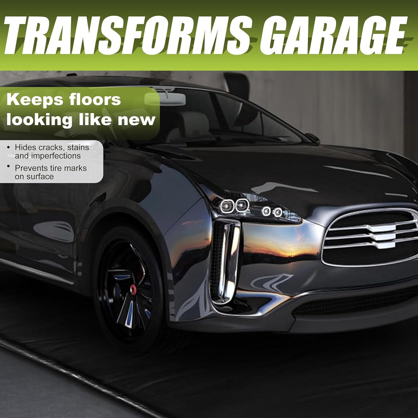 Garage Floor mat for SUV/Truck Containment Garage Car Mat for Snow Mud Rain(8ft 6in x 20ft) Black