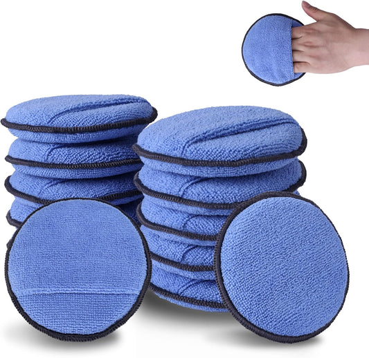 WORKPRO 12-Pack Car Wax Applicator Pads with Finger Pocket, Microfiber Soft Foam Polishing Pads for Car Detailing & Cleaning, Lint-Free, High Resilience