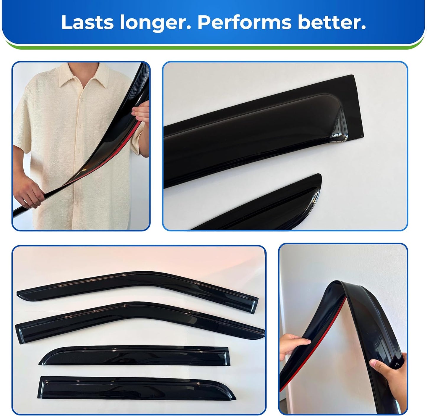 KPY Window Visor Compatible with Mazda 3 Hatchback 2010-2013, 4PC Rain Guard Side Window Vent Deflectors Tape-On Mugen Style, 2010 2011 2012 2013