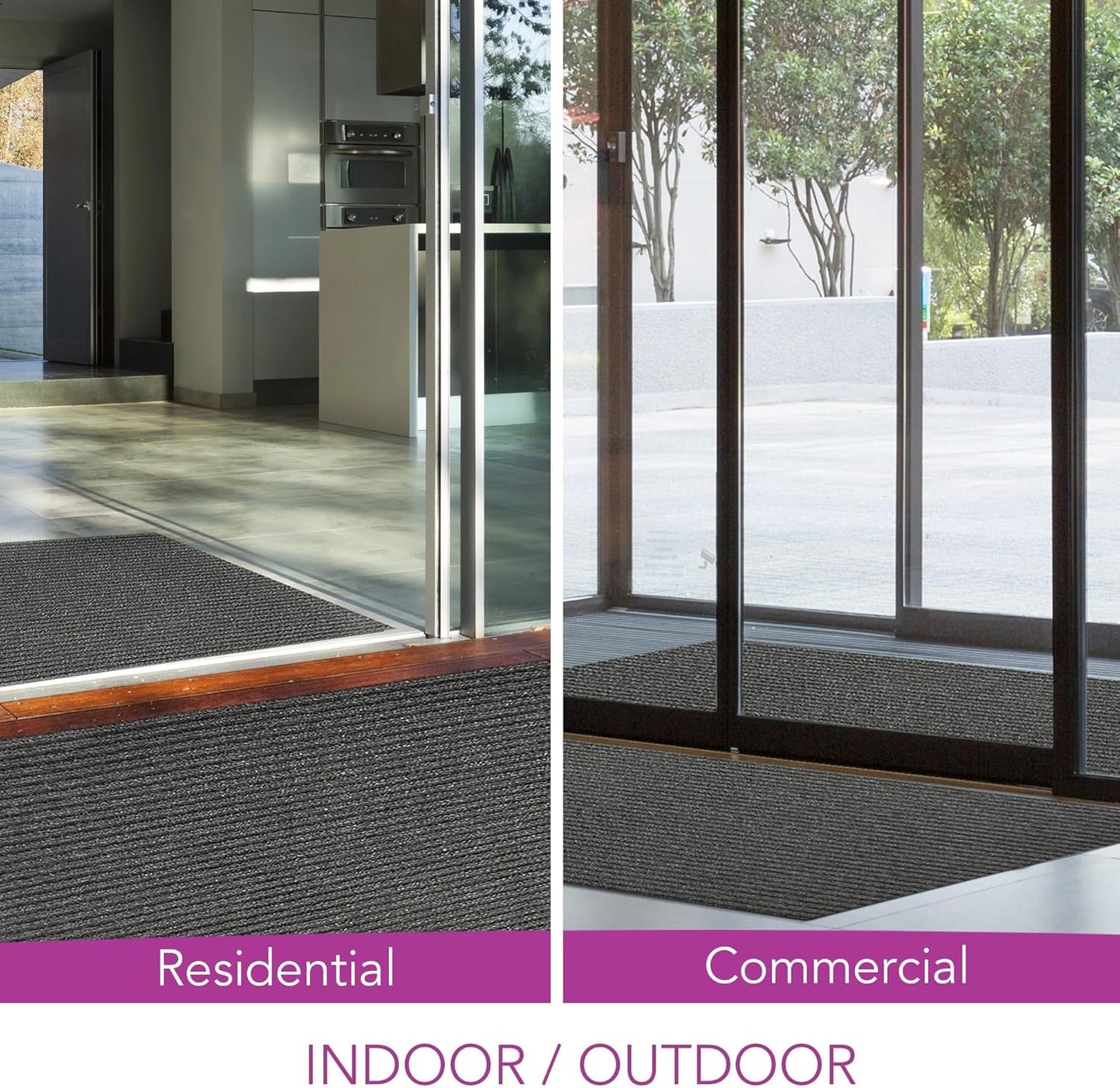 iCustomRug Spartan Weather Warrior Duty Indoor/Outdoor Utility Ribbed in 3ft,4ft,6ft Widths 70 Custom Sizes with Natural Non-Slip Rubber Backing 4'X44' in Charcoal