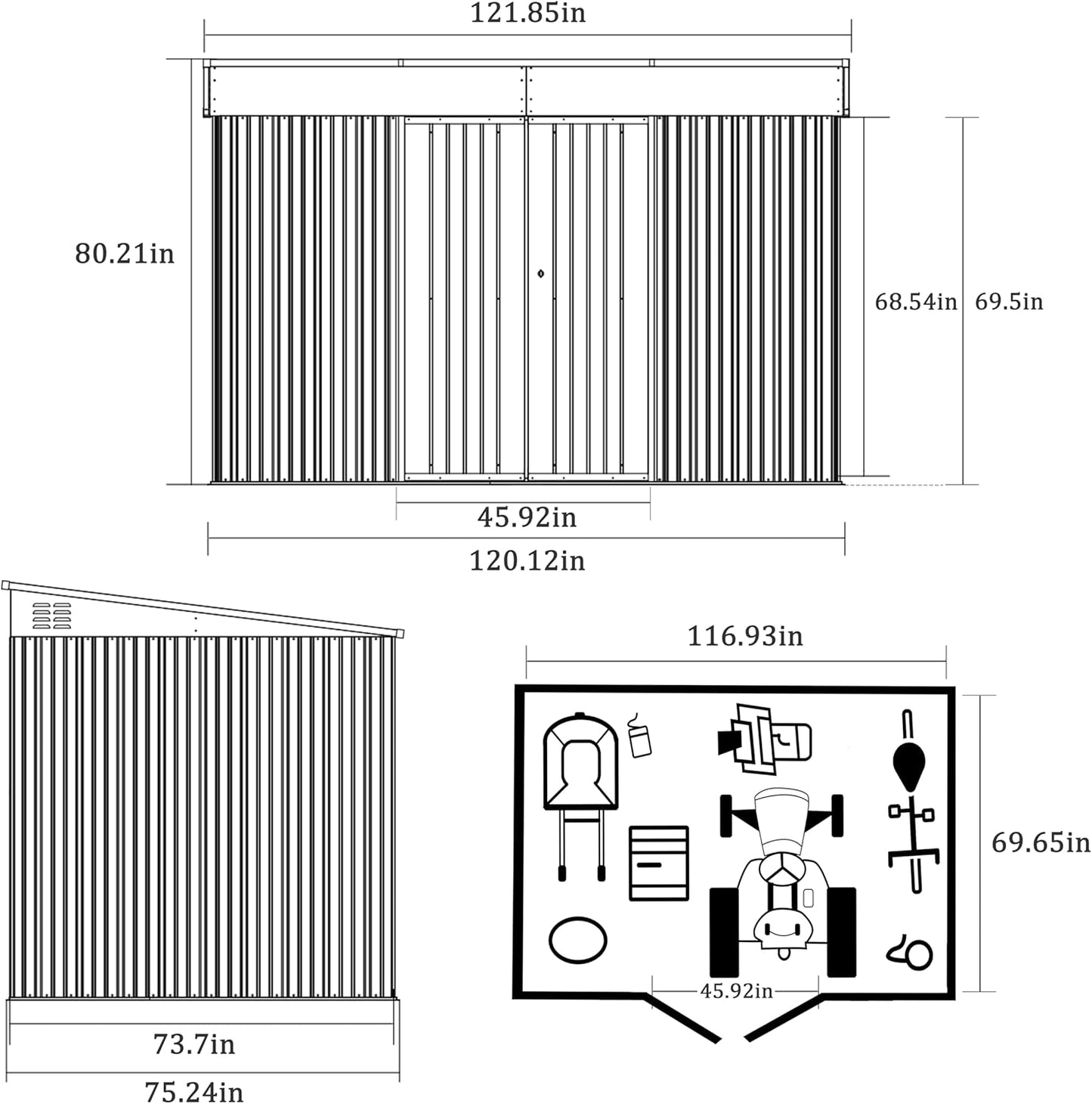 BlueWish 6'x10' Storage Shed, Outdoor Storage Shed with Sloped Galvanized Roof, Sheds & Outdoor Storage, Metal Tool Shed Storage House with 2 Vents for Garden Backyard Patio