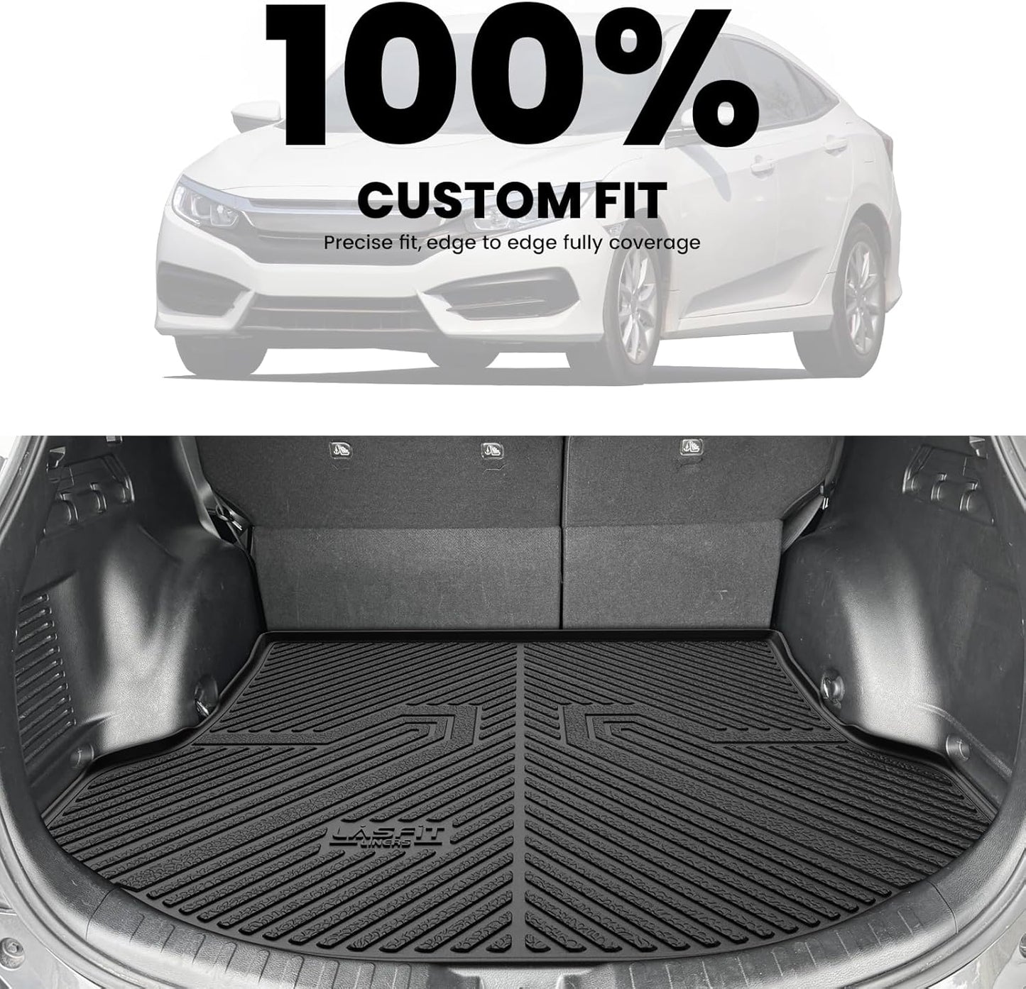 LASFIT Cargo Mat Fit for Toyota RAV4 2013-2018 TPE All Weather RAV4 Hybrid and Gasoline Trunk Mat 2013 2014 2015 2016 2017 2018 Custom Fit Rear Cargo Liner, Black