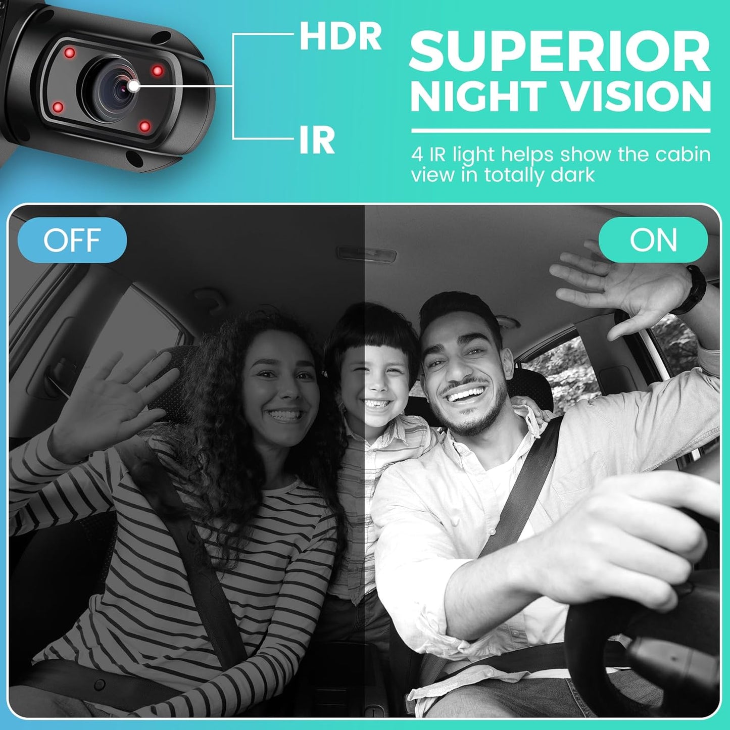 Dual Dash Camera for Cars, Dash Cam Front and Inside, 1440P Dashcam Front + 720P Inside Car Camera, 3'' Car Monitor with 32G SD Card, Night Vision G-Sensor Loop Recording Essential Car Accessories