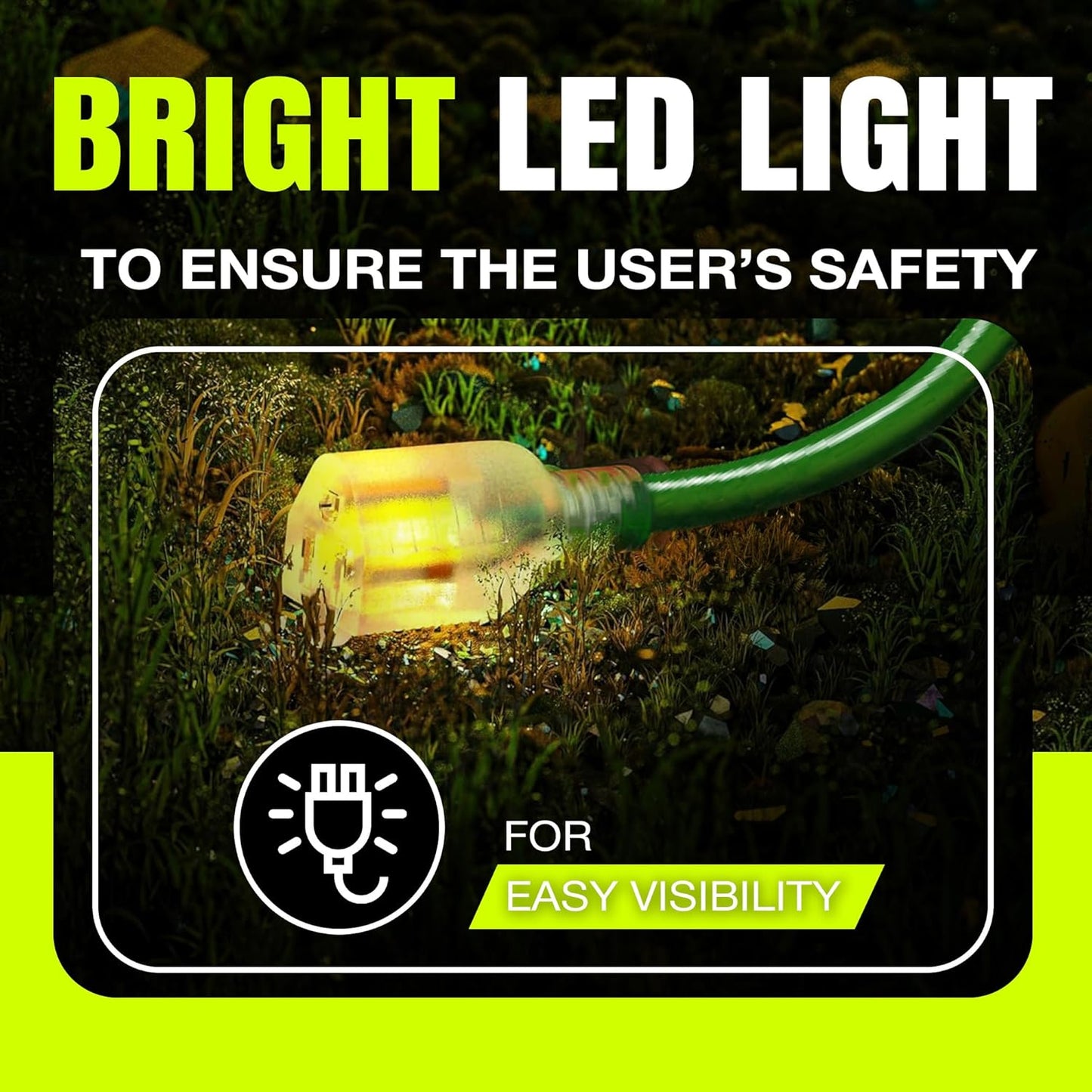 100ft Outdoor/Indoor Extension Cord 12/3 Gauge Extra Heavy Duty 3 Prong SJTW, Waterproof, Flexible Cold-Resistant Long Power Cord,15A 125V 1875W, Green by LifeSupplyUSA