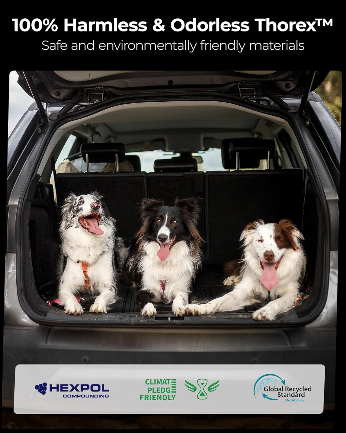 3W Cargo Liner Compatible with Jeep Grand Wagoneer(Non L) 2022-2024 2025 7 Passenger Model All Weather Custom Fit Black Trunk Mat Set