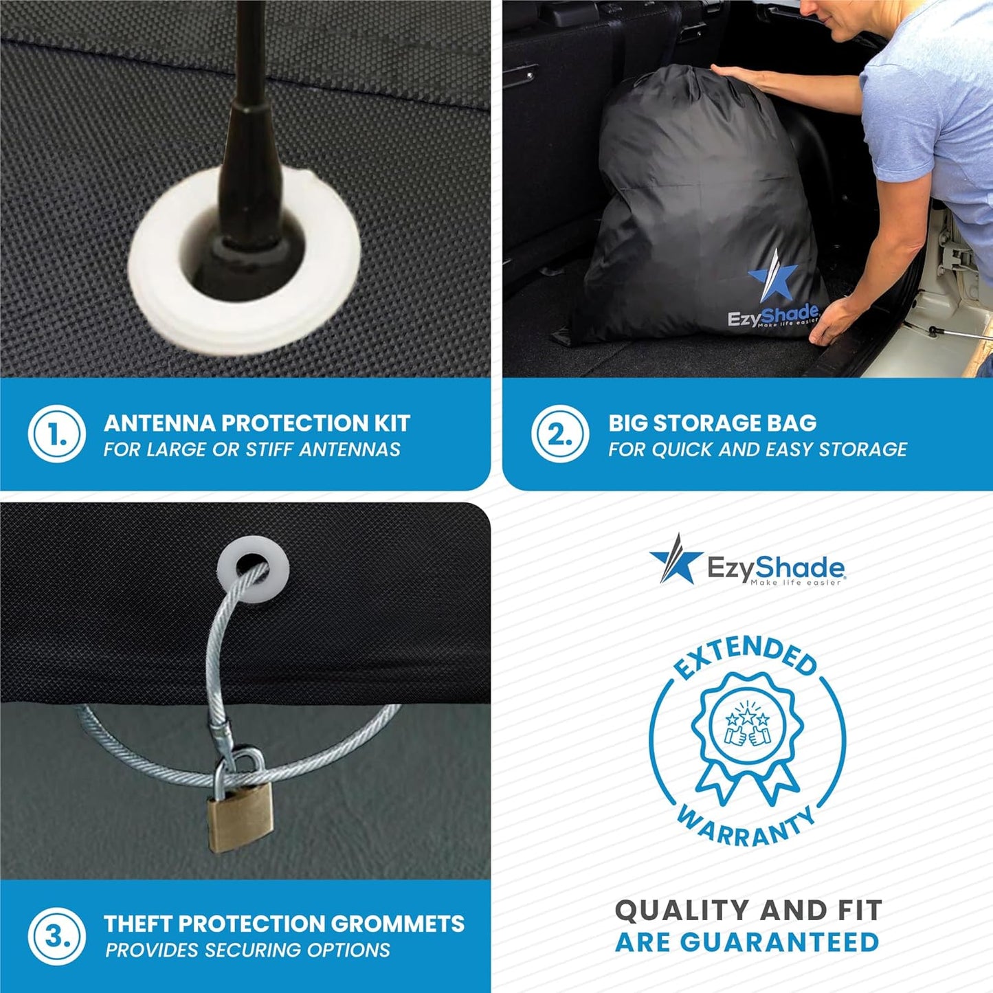 EzyShade 10-Layer Truck Cover Waterproof All Weather. See Vehicle Size-Chart for Accurate Fit. Outdoor Pickup Truck Covers - Colorado Ranger Tacoma. Sun Rain Snow. Black, Size T0 (See SizeChart)