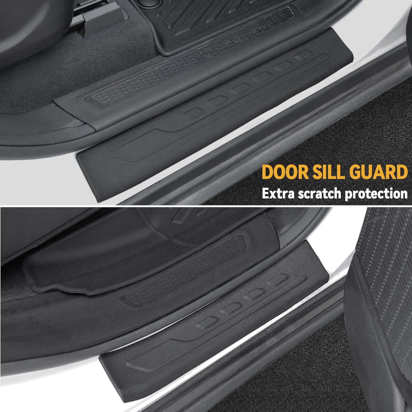 Floor Mats Set for 2022-2025 Jeep Grand Cherokee Accessories, Full Coverage All Weather Floor Mats Cargo Mat with Backrest Protectors & Door Sill Guards (Include 4xe Not for L or WK)
